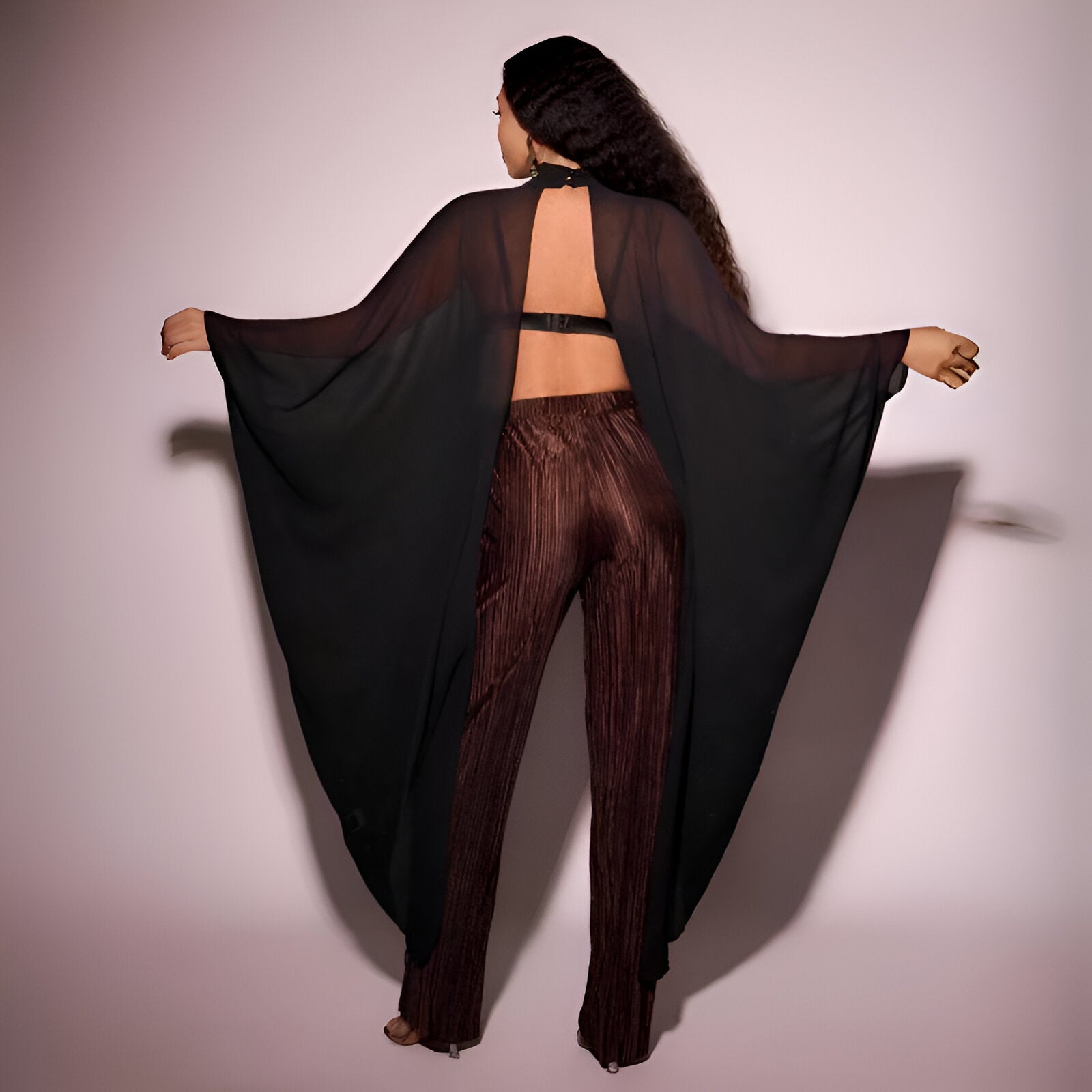 Sheer Cape Trouser Set-My Comfy Blouse