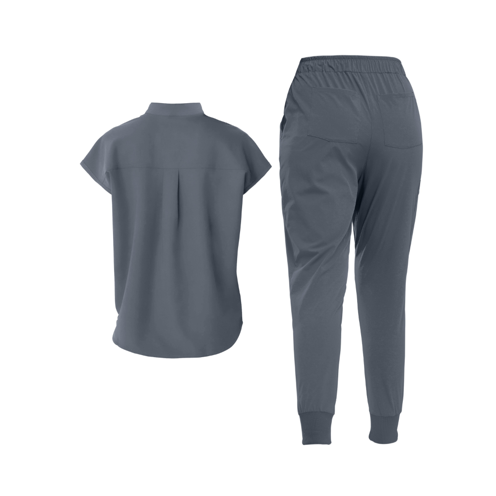 Short Sleeve Tunic Pants Mandarin Collar Set