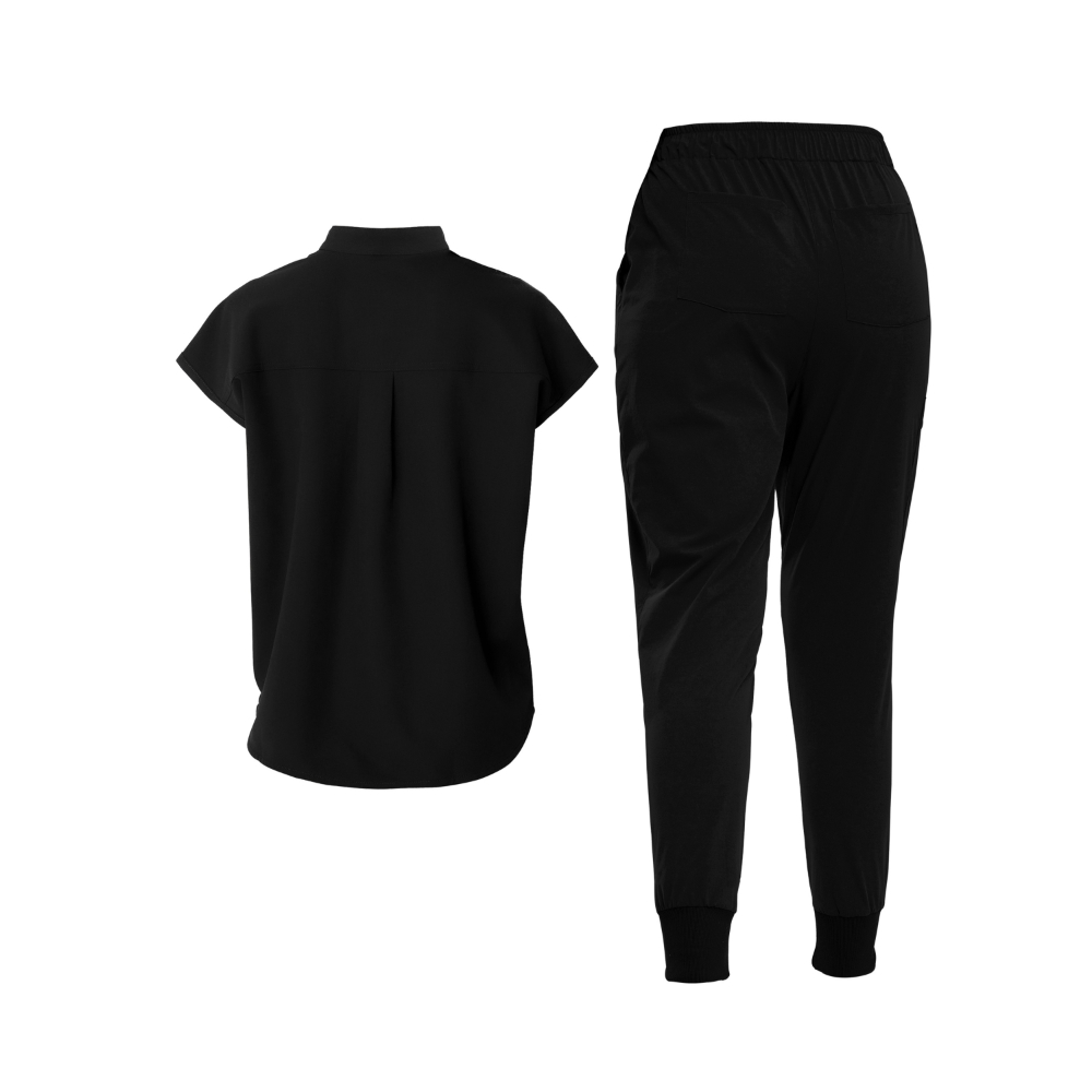 Short Sleeve Tunic Pants Mandarin Collar Set