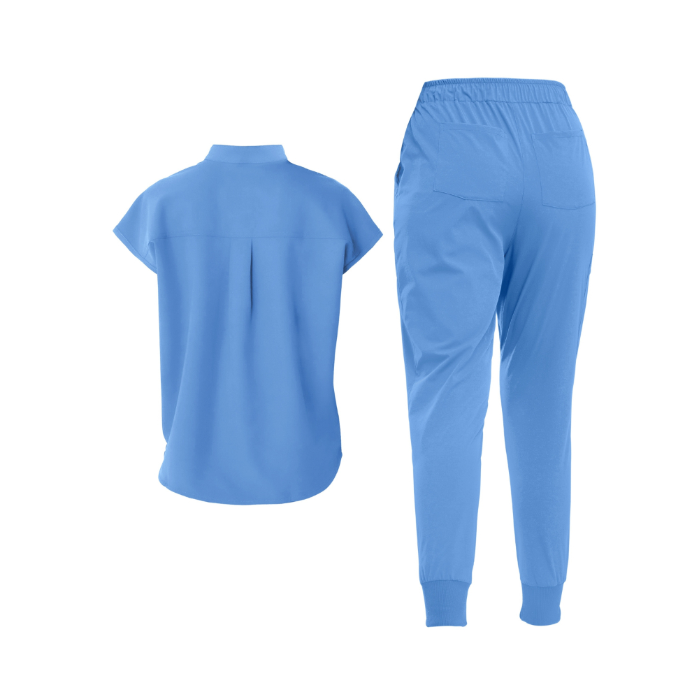 Short Sleeve Tunic Pants Mandarin Collar Set