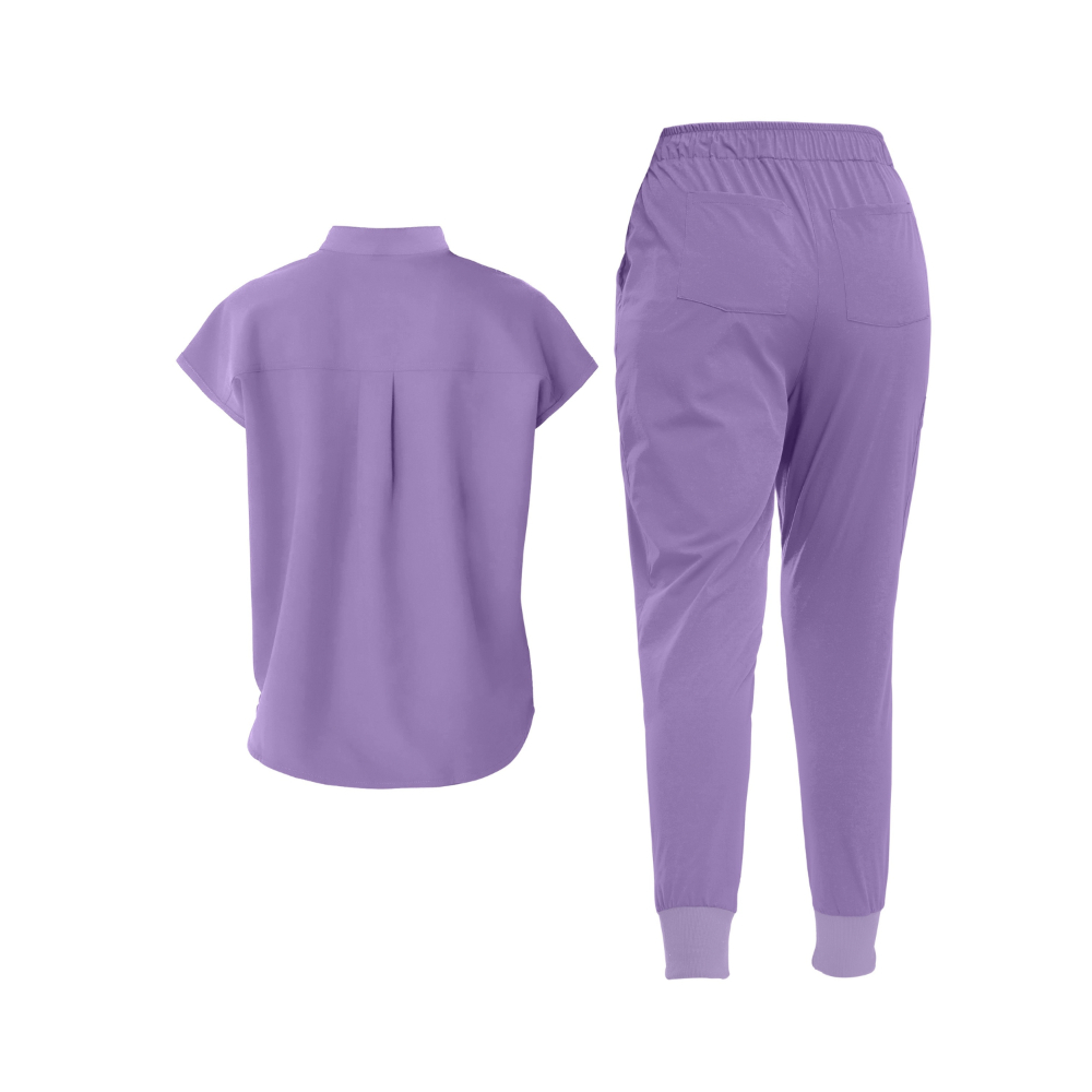 Short Sleeve Tunic Pants Mandarin Collar Set