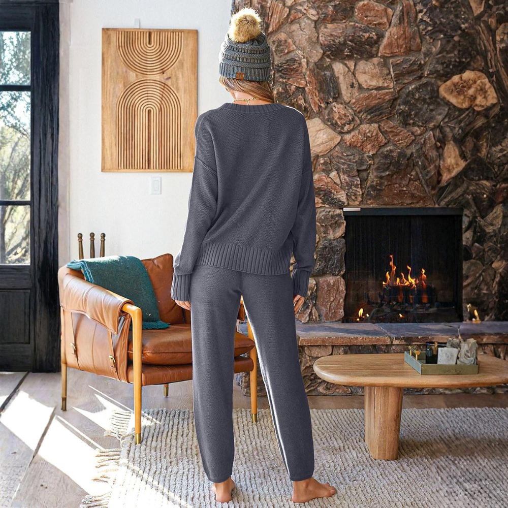 Womens Cardigan Pants Sets 2 Piece Slouchy Sweater Loungewear