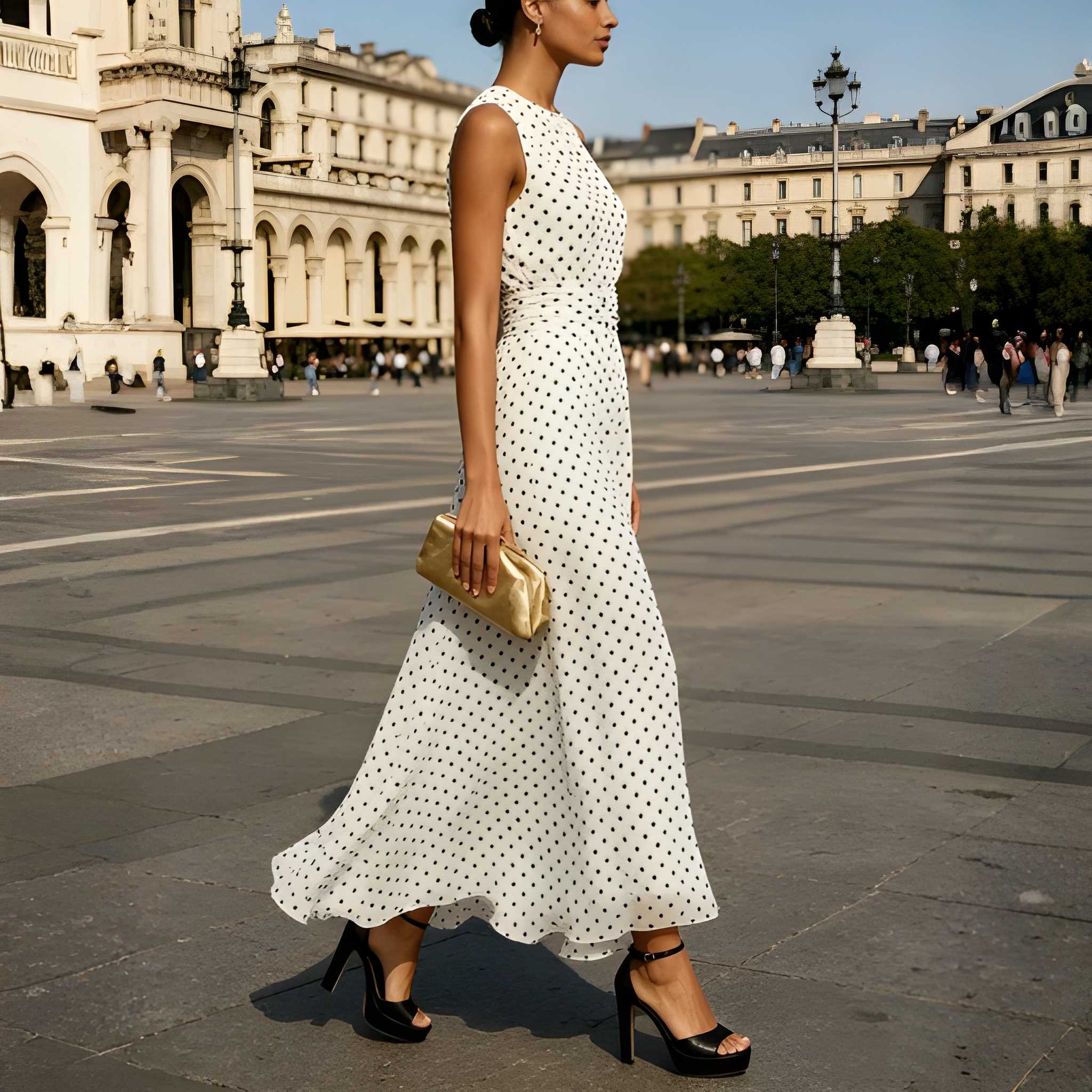 Sleeveless Polka Dot Print A Line Summer Dress For Women With Loose Silhouette