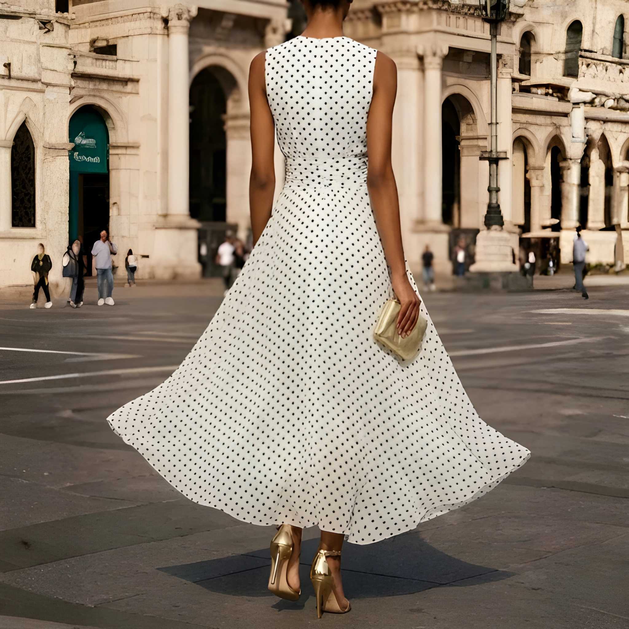 Sleeveless Polka Dot Print A Line Summer Dress For Women With Loose Silhouette