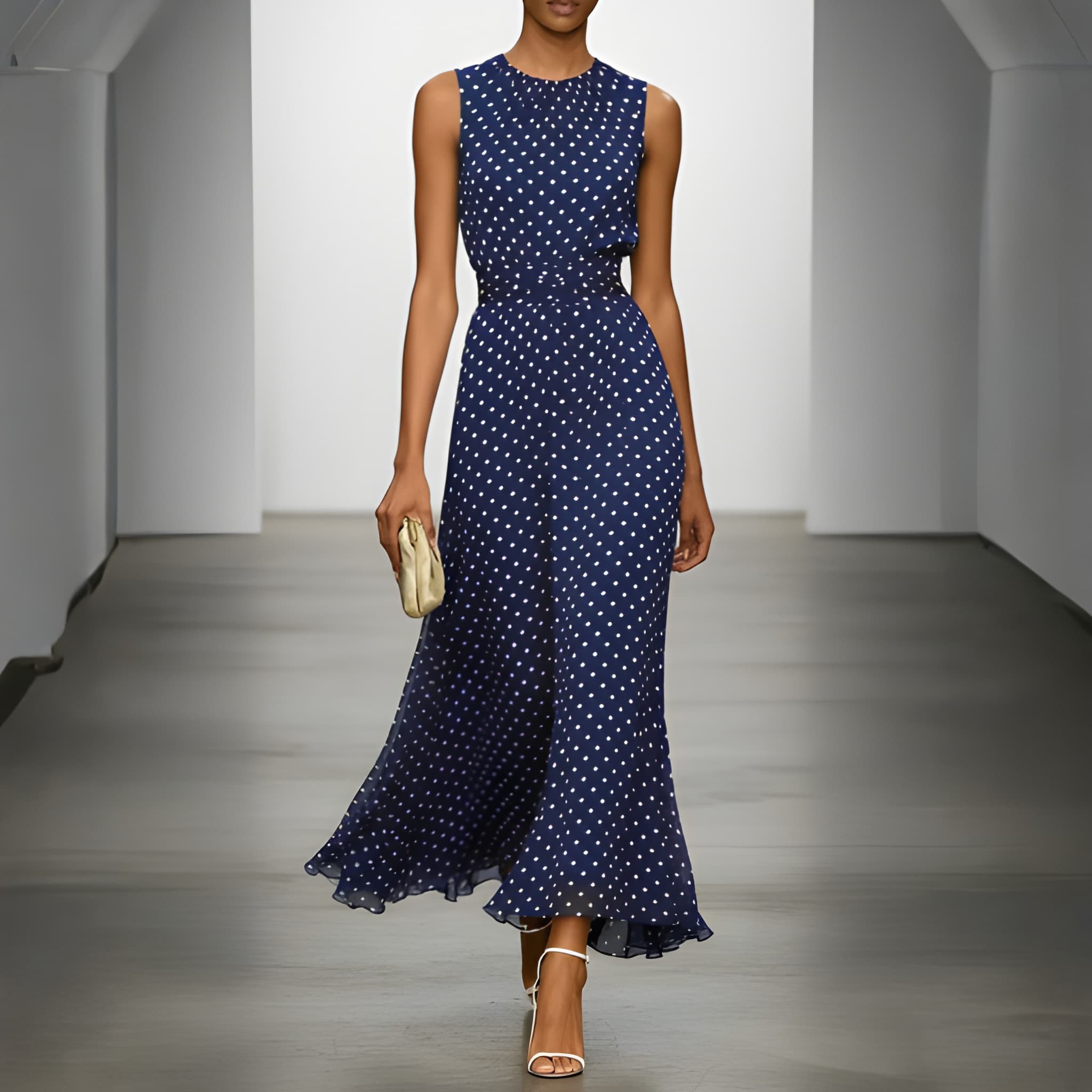 Sleeveless Polka Dot Print A Line Summer Dress For Women With Loose Silhouette