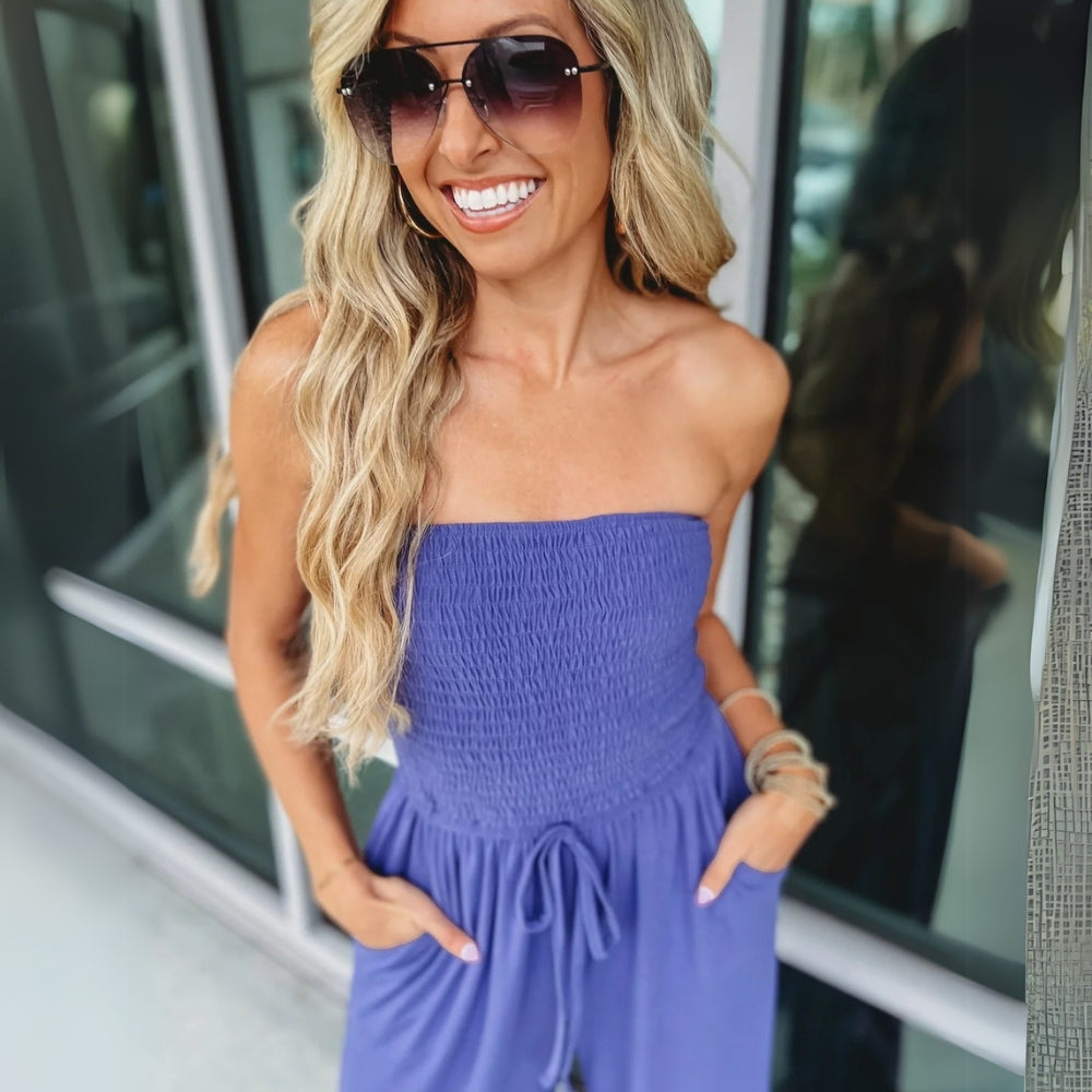 Adjustable Fit Versatile Smocked Jumpsuit-My Comfy Blouse