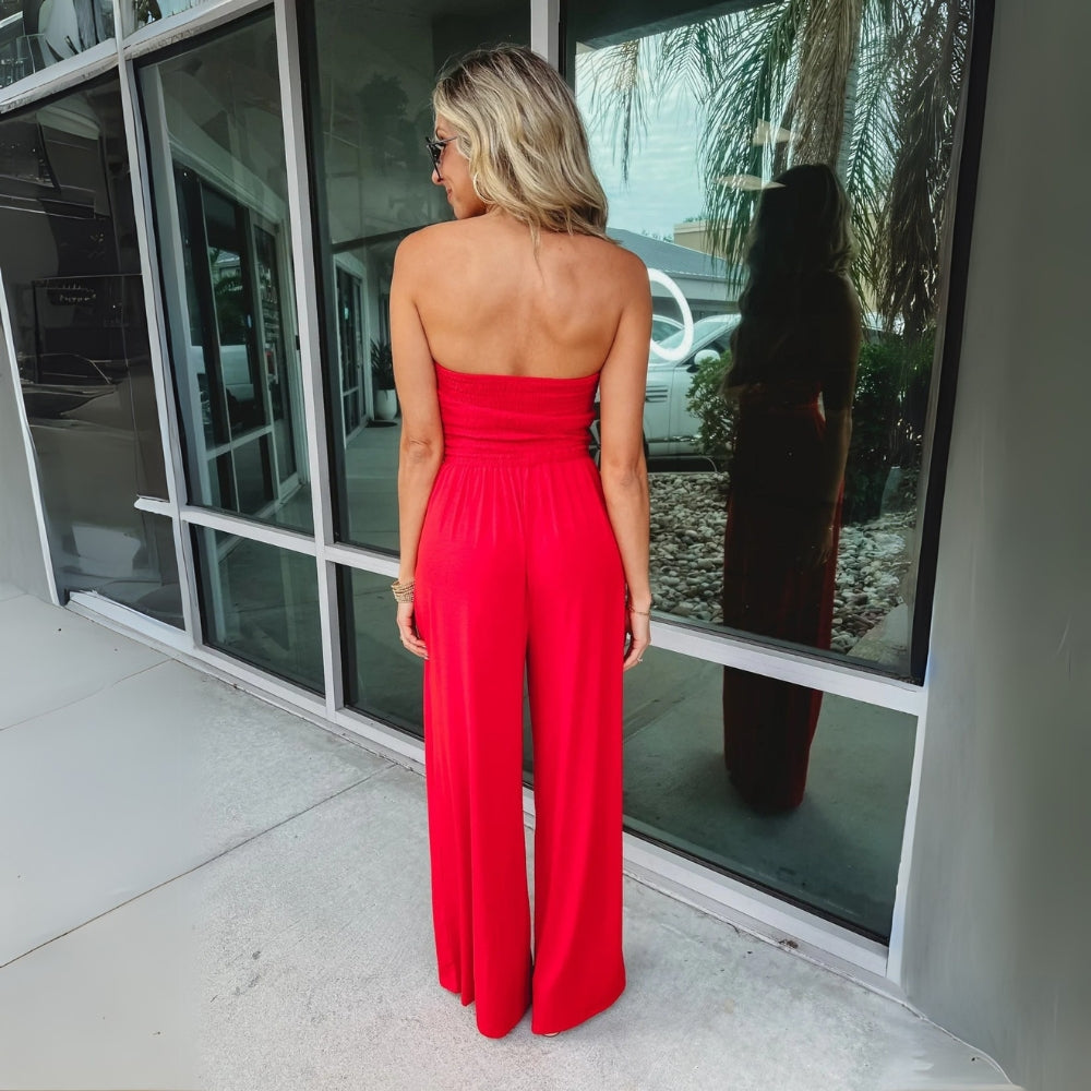 Adjustable Fit Versatile Smocked Jumpsuit-My Comfy Blouse