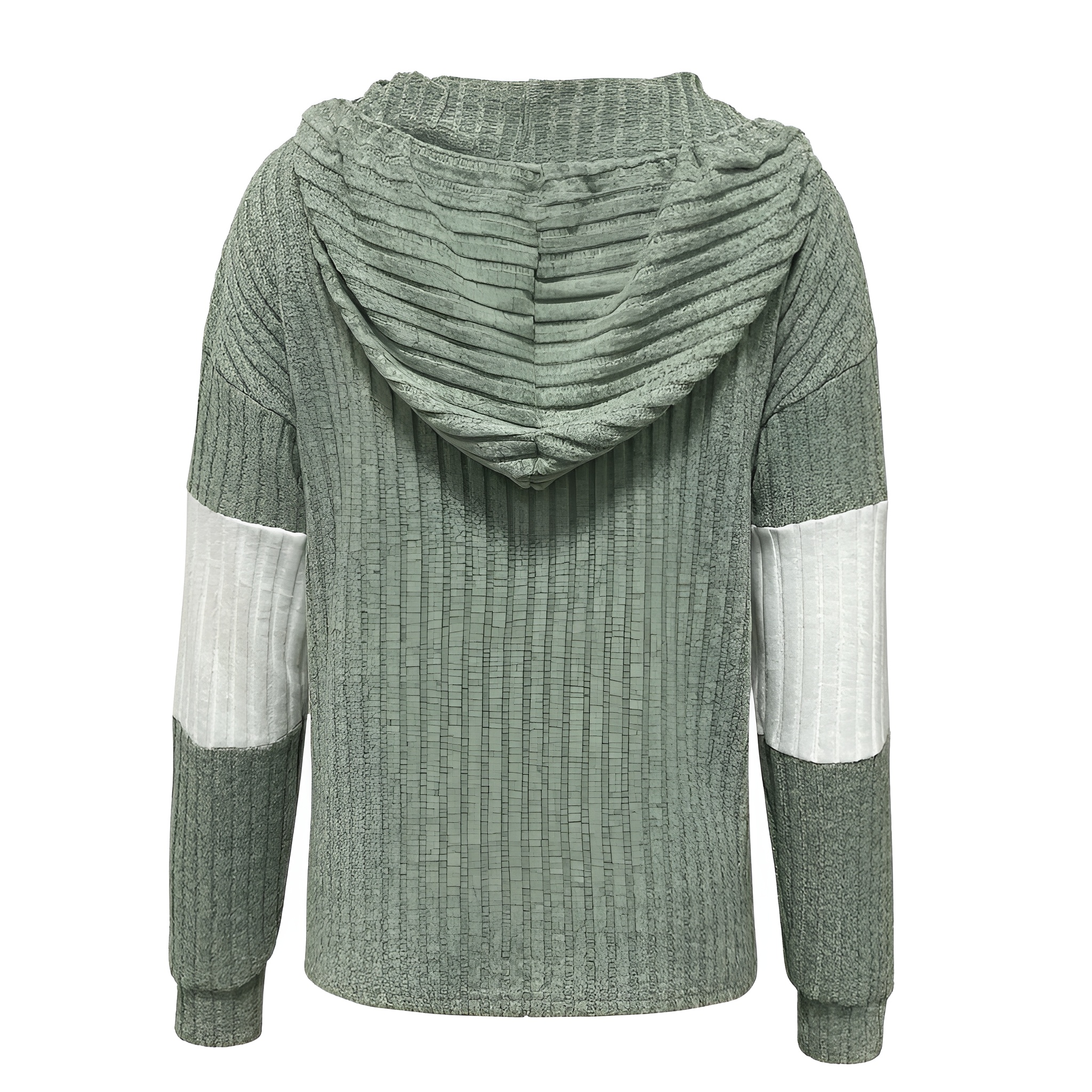 Solid Color Contrasting Hooded Pullover