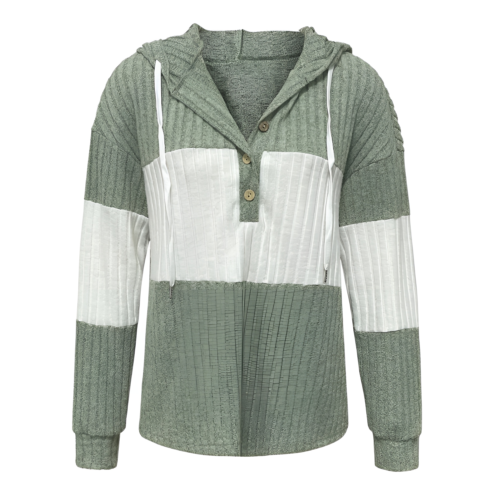 Solid Color Contrasting Hooded Pullover