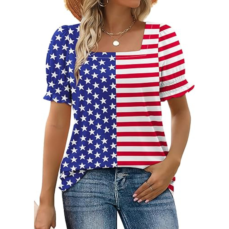 Square Styled Ruffled Short Sleeve Top-My Comfy Blouse