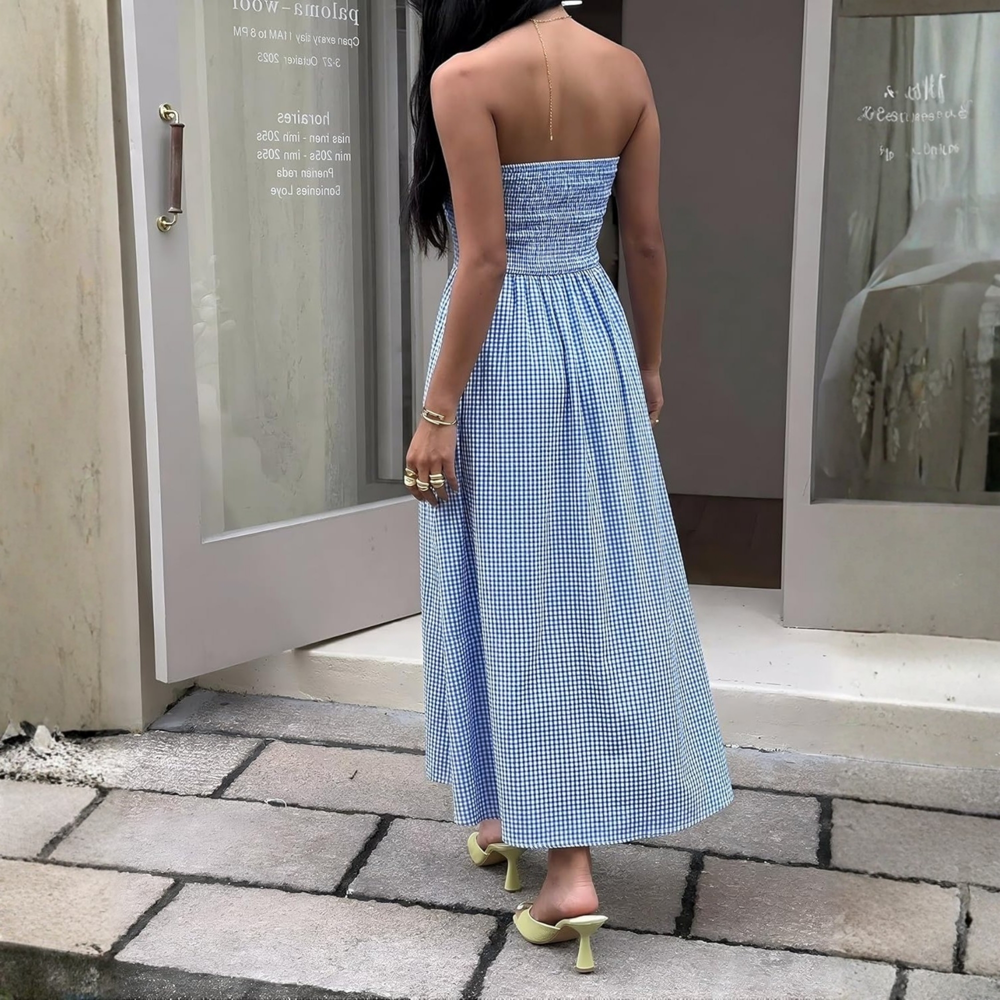 Striped Strapless Maxi Dress With Pockets