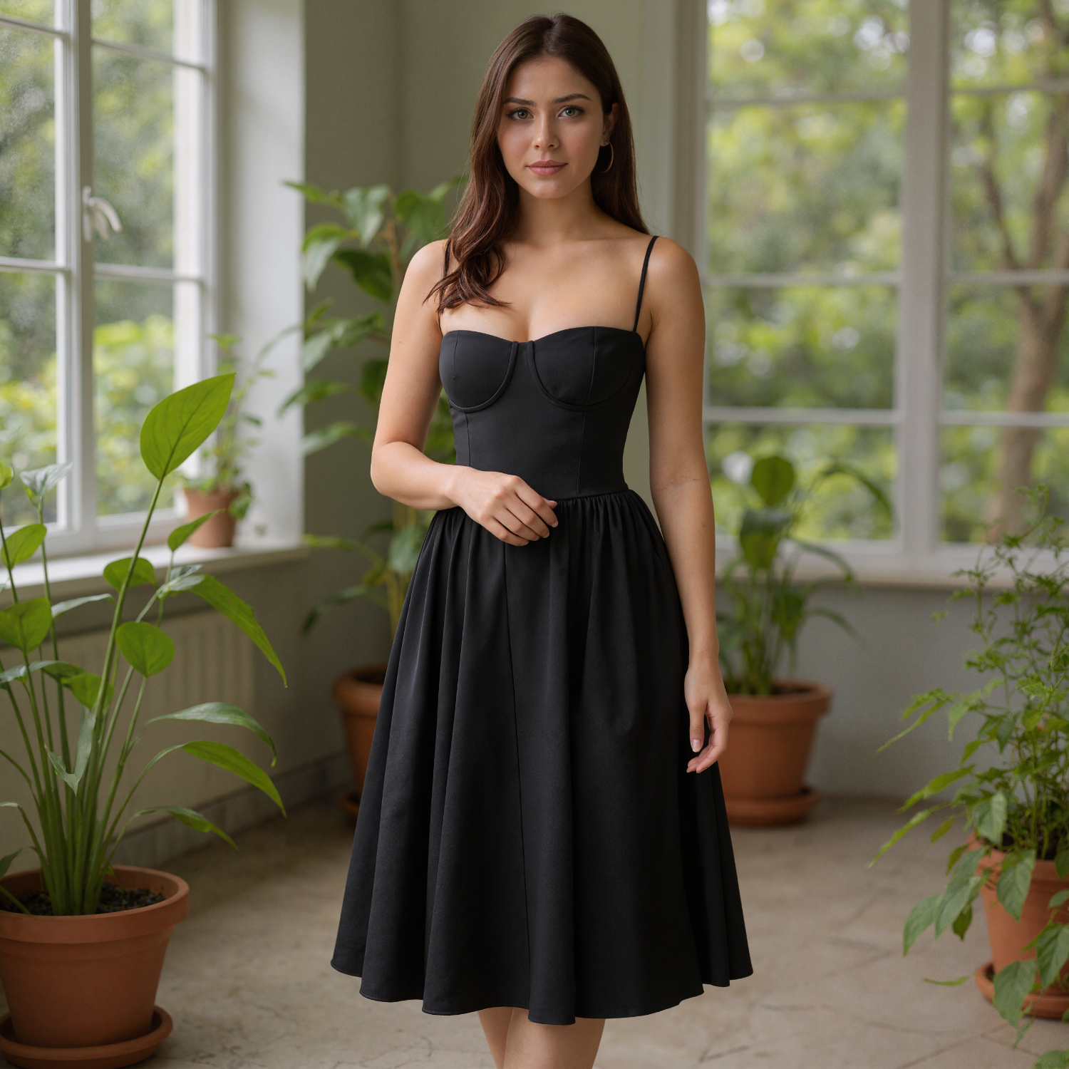 Structured Corset Flare Hem Dress