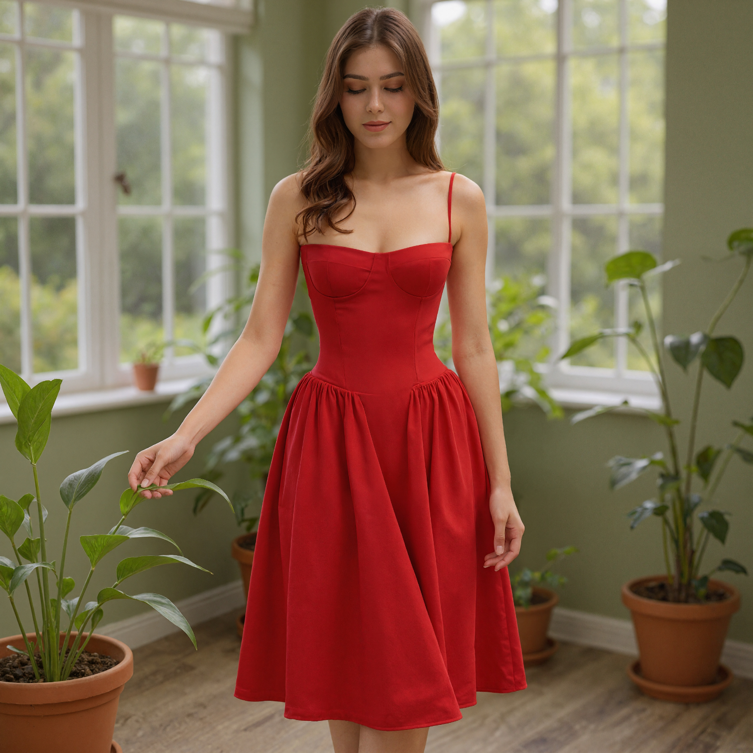 Structured Corset Flare Hem Dress