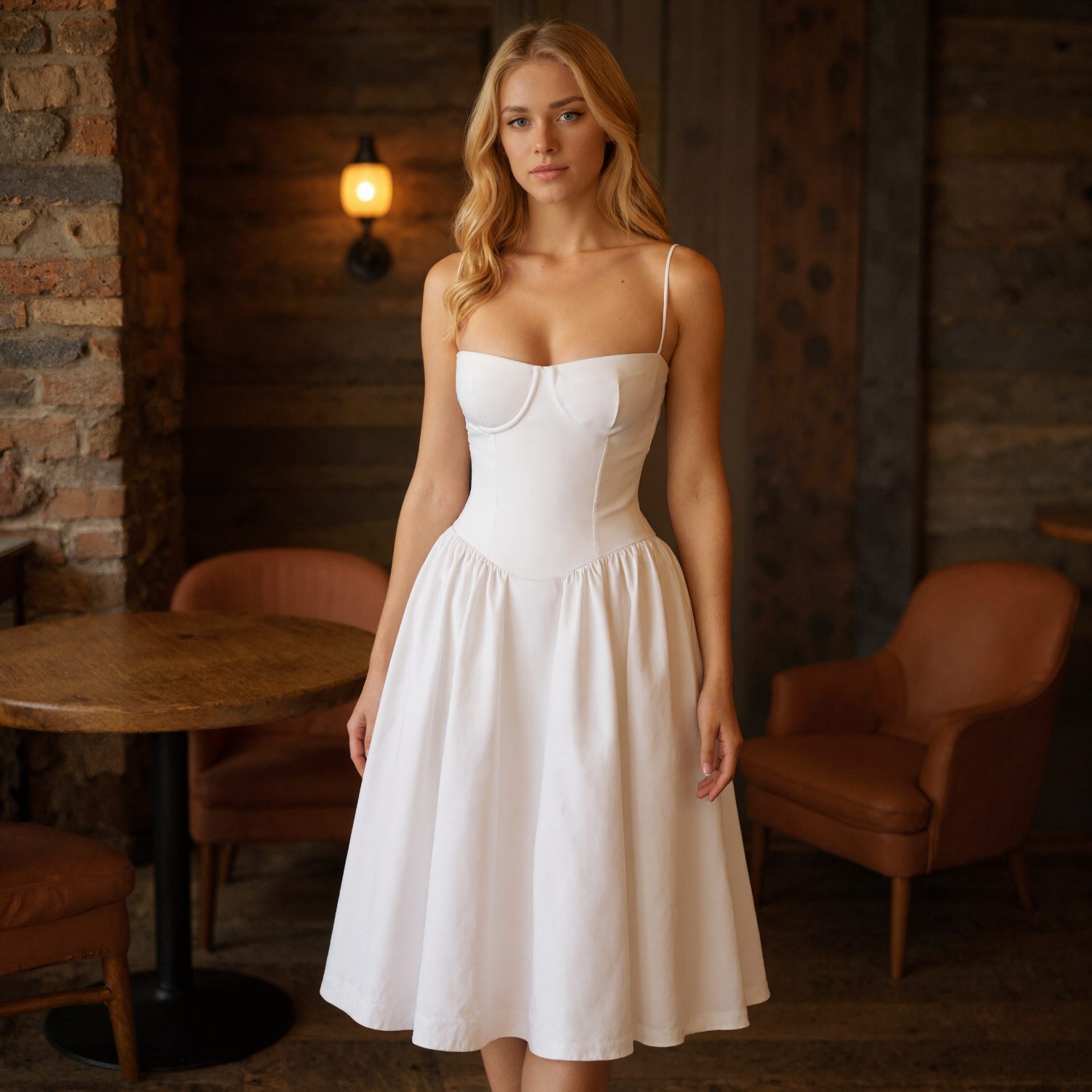 Structured Corset Flare Hem Dress