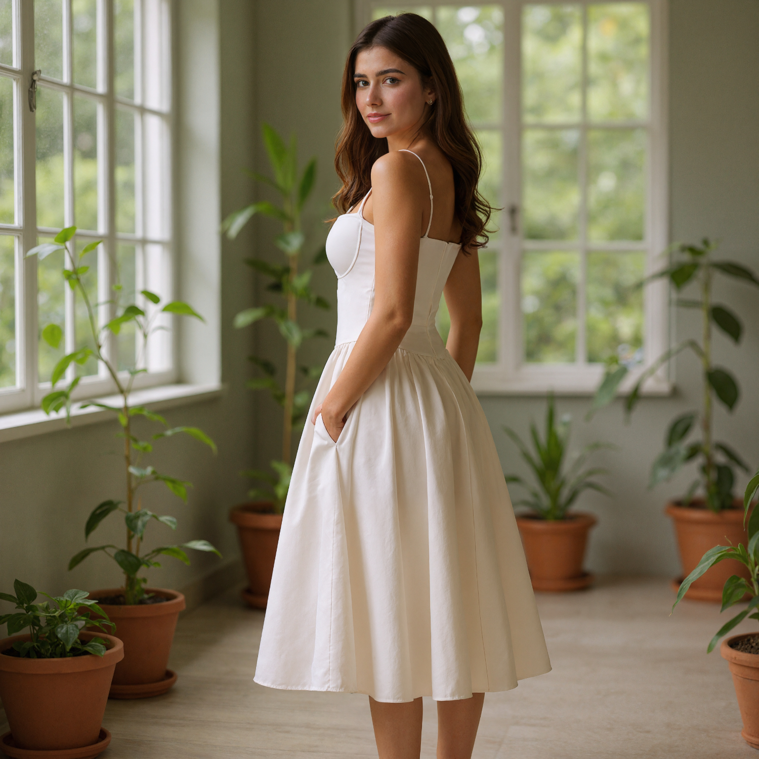 Structured Corset Flare Hem Dress