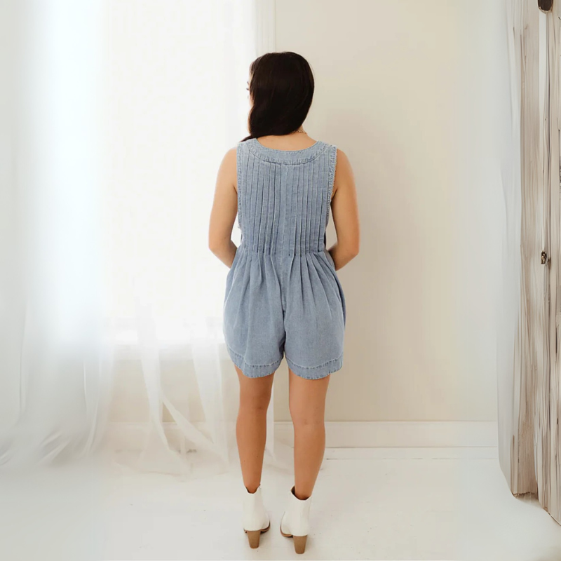 Stylish Designed Denim Romper For Casual Day Outings