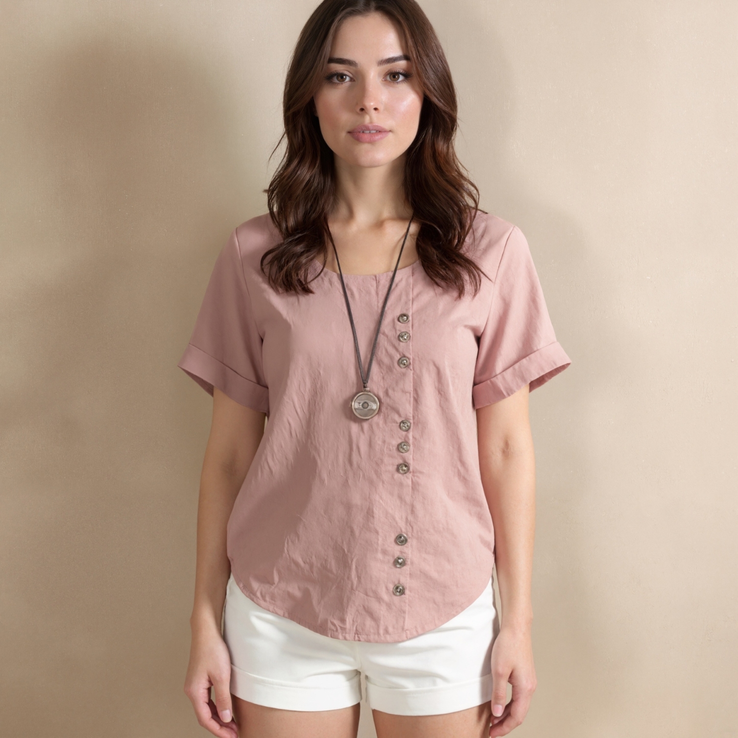 Summer Buttoned Short Sleeve Blouse