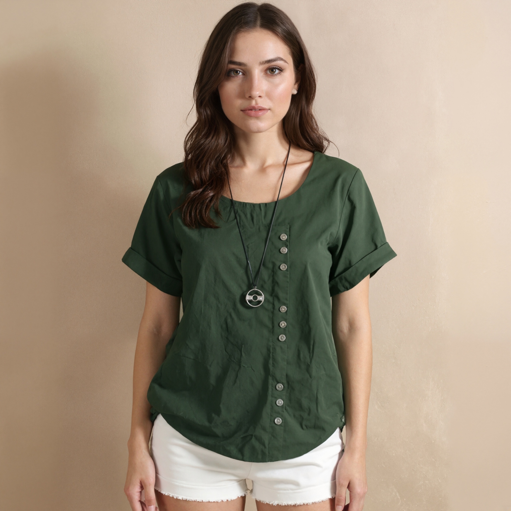 Summer Buttoned Short Sleeve Blouse