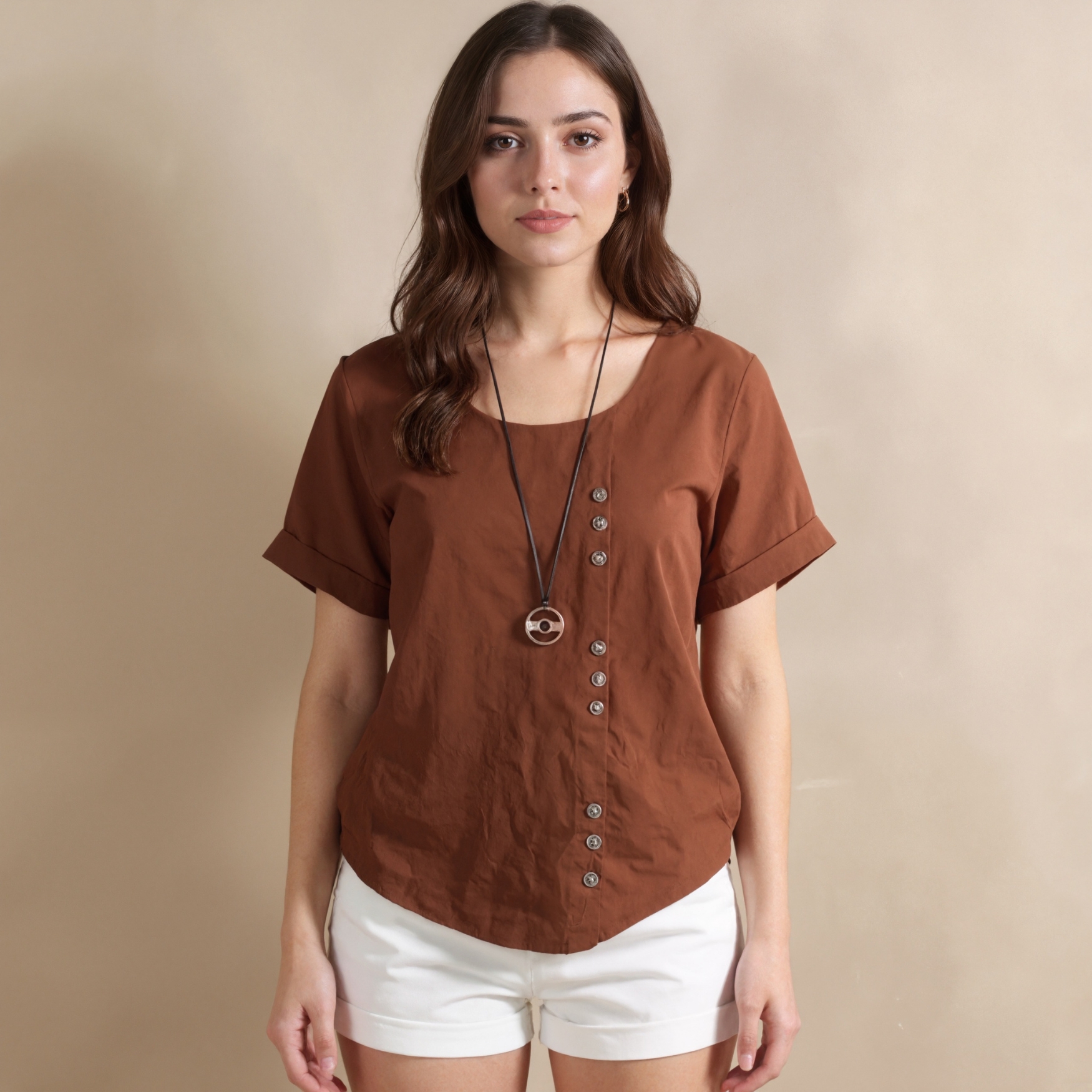 Summer Buttoned Short Sleeve Blouse