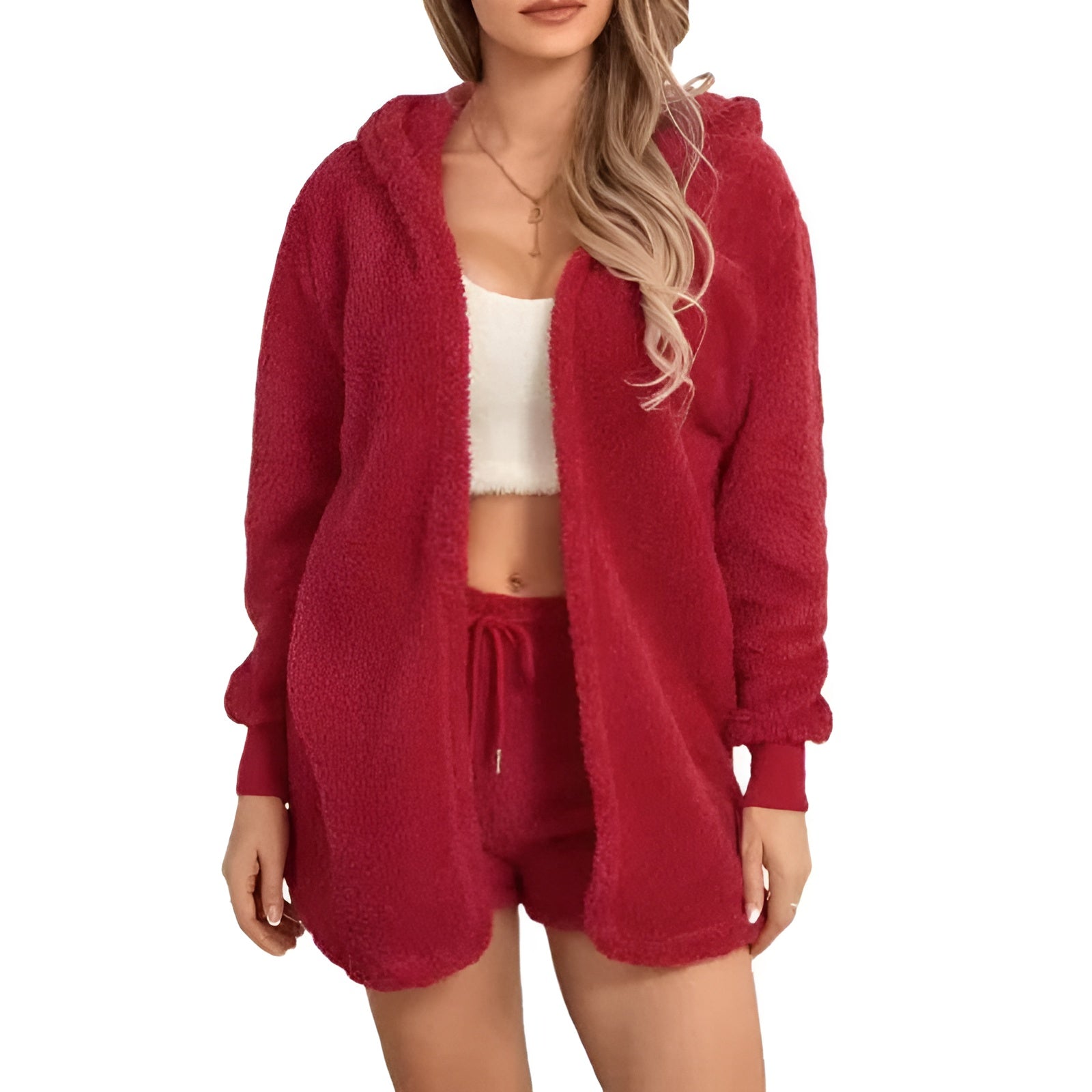 Textured Three Piece Loungewear Set-My Comfy Blouse