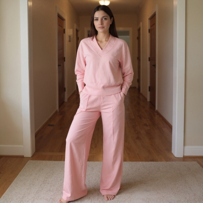 Two Piece Lounge Set With Loose Pants