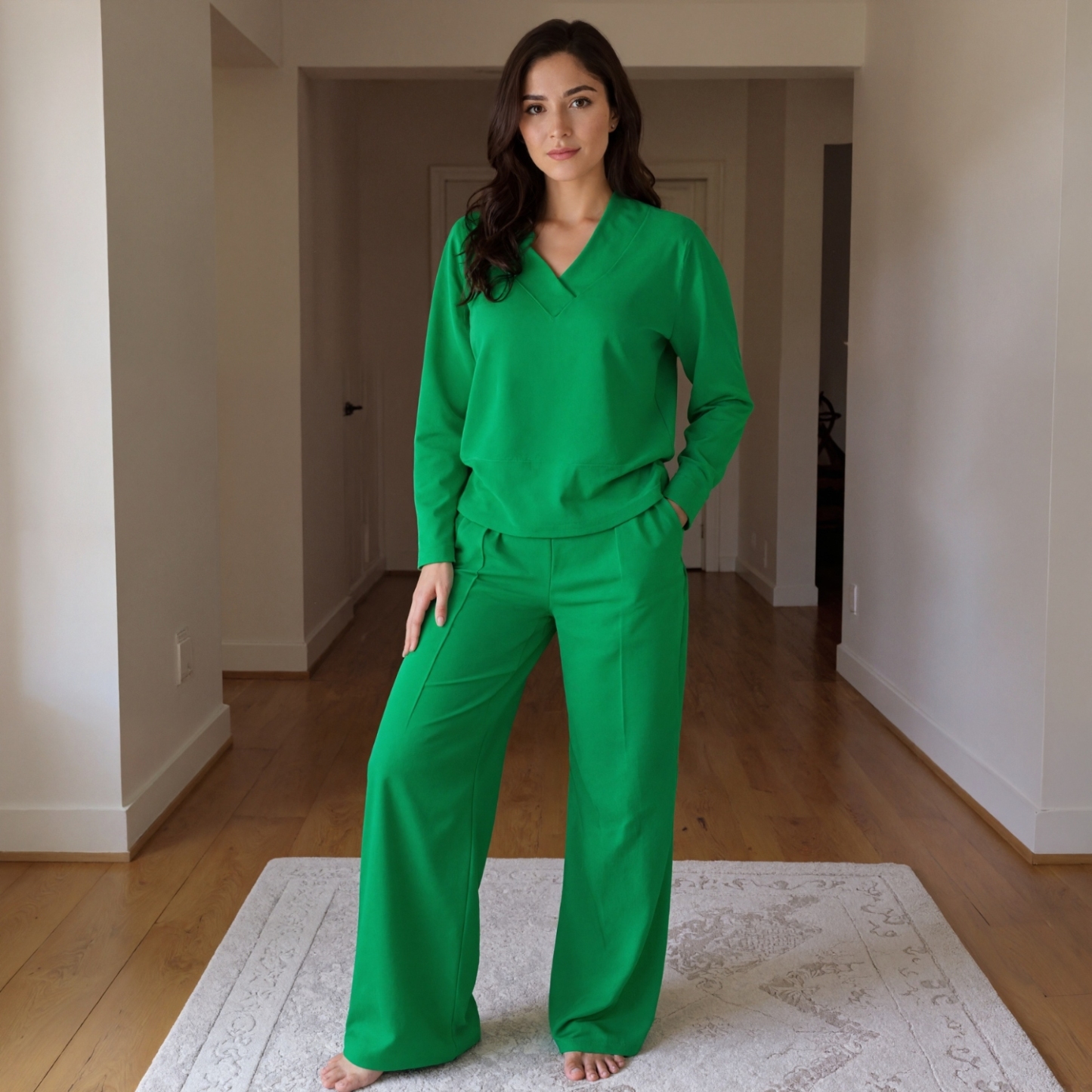 Two Piece Lounge Set With Loose Pants