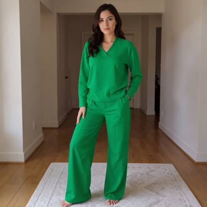 Two Piece Lounge Set With Loose Pants