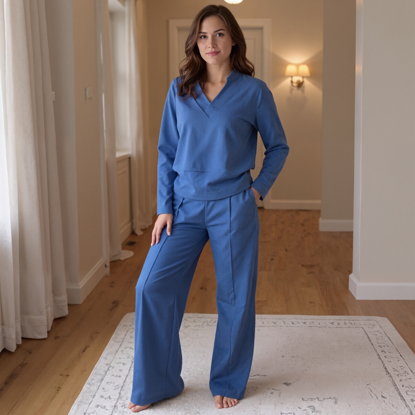 Two Piece Lounge Set With Loose Pants