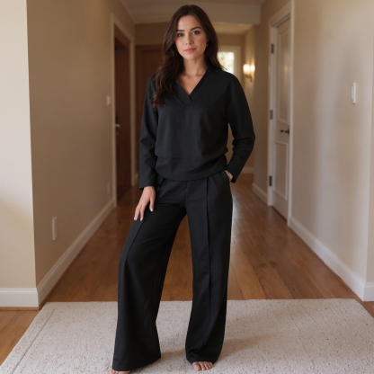 Two Piece Lounge Set With Loose Pants