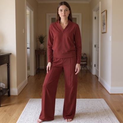 Two Piece Lounge Set With Loose Pants