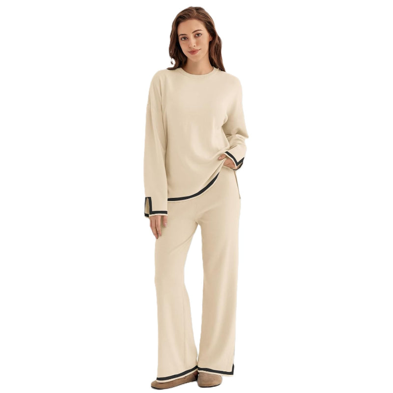 Two Piece Knit Lounge Set With Long Sleeve Top And Pants-My Comfy Blouse
