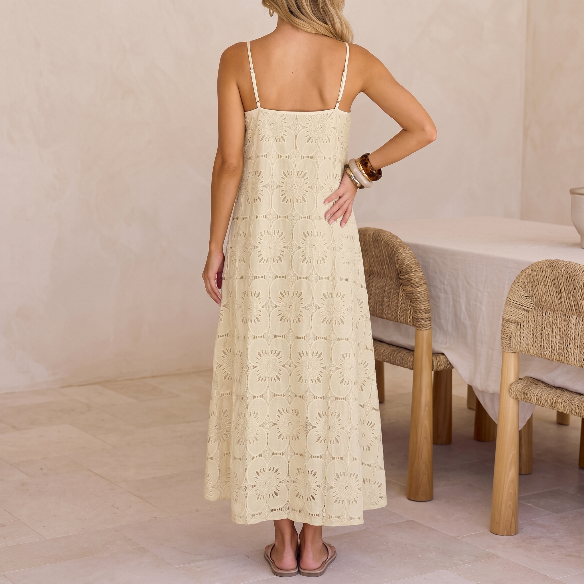 Summer Casual Boho Floral Lace Maxi Dress For Women