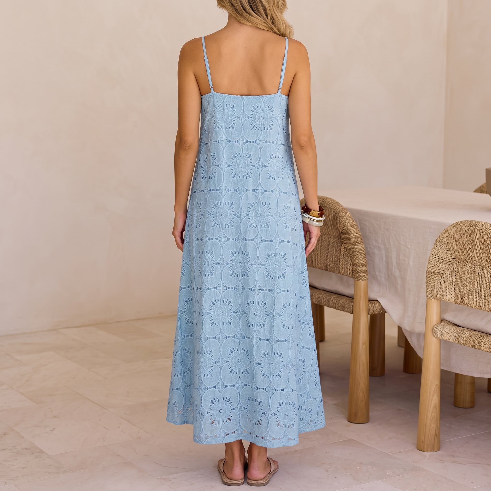 Summer Casual Boho Floral Lace Maxi Dress For Women
