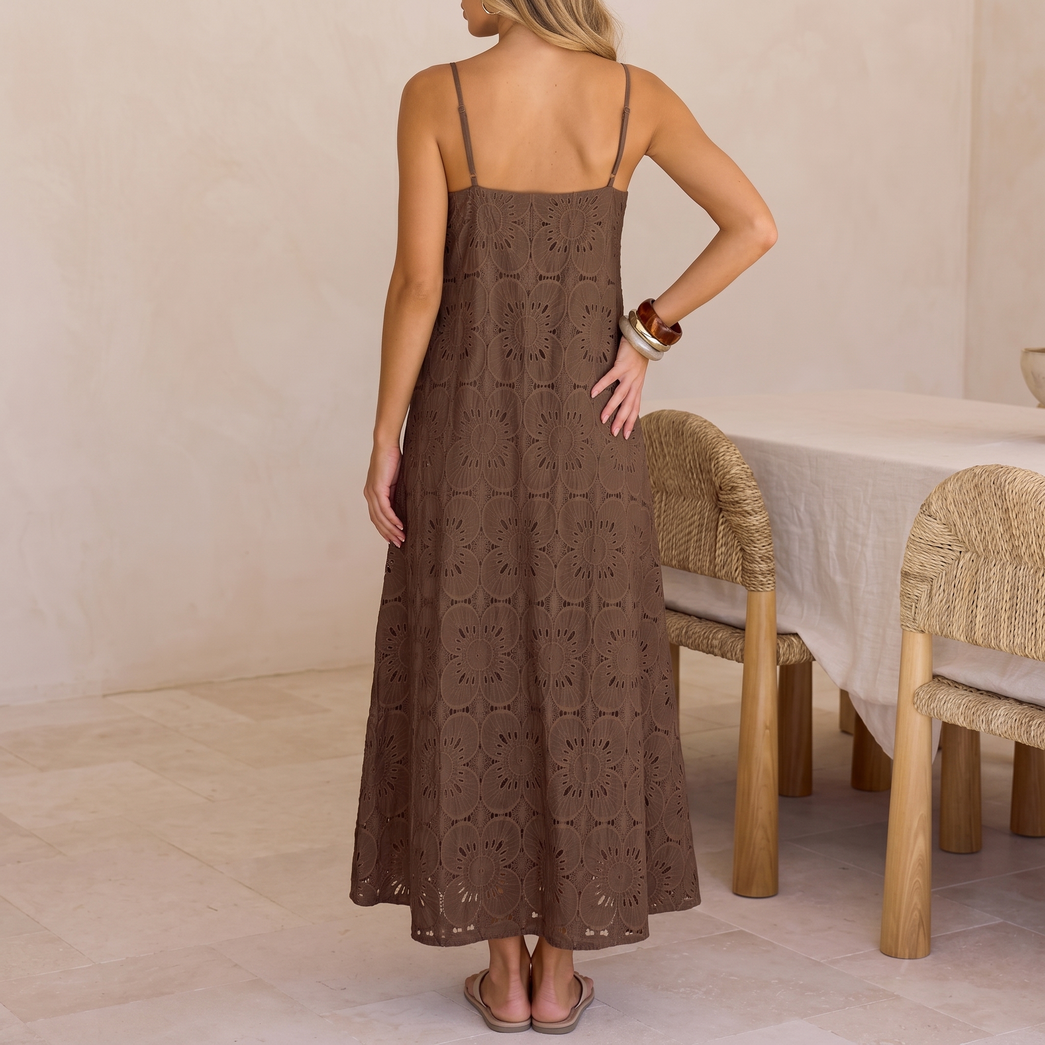 Summer Casual Boho Floral Lace Maxi Dress For Women