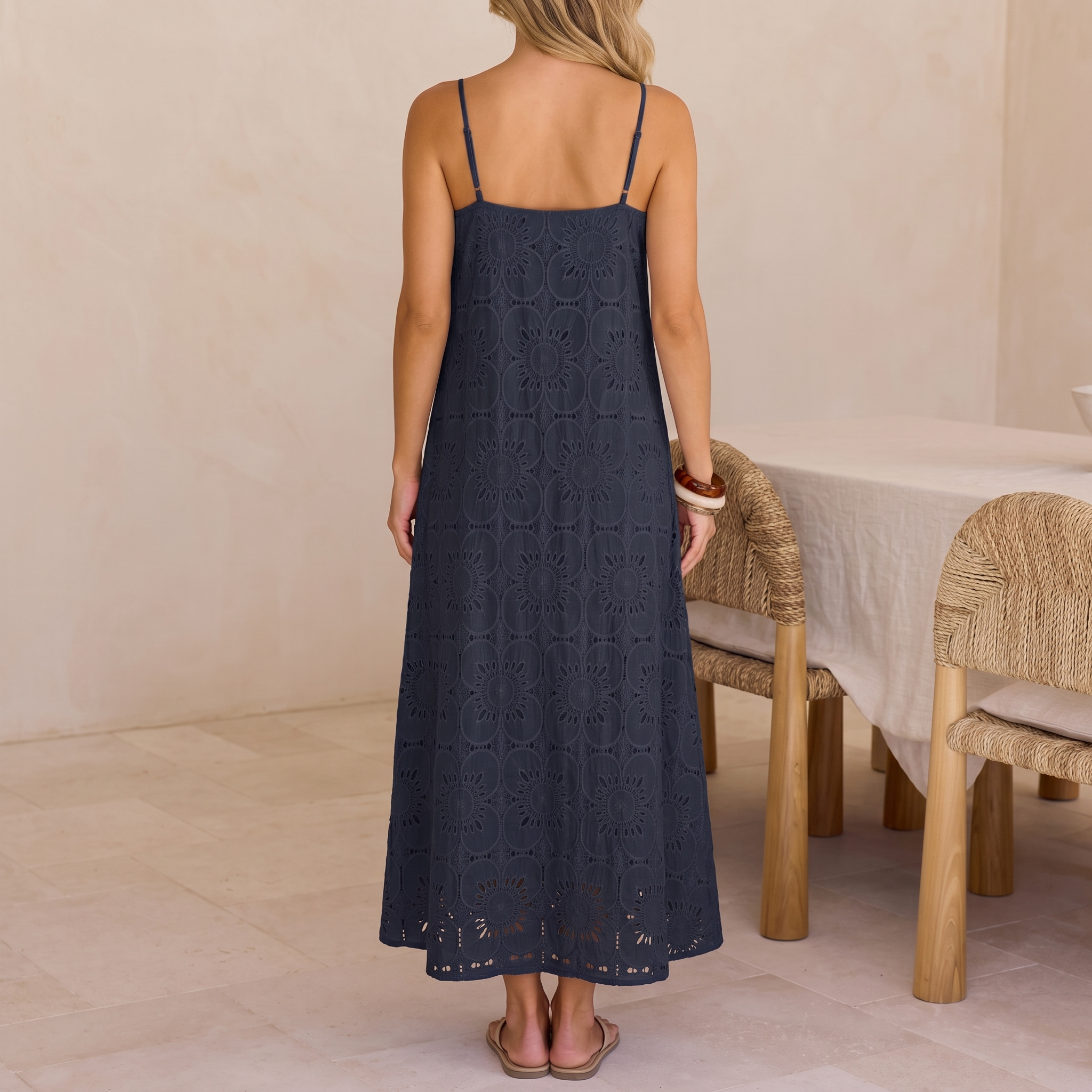 Summer Casual Boho Floral Lace Maxi Dress For Women