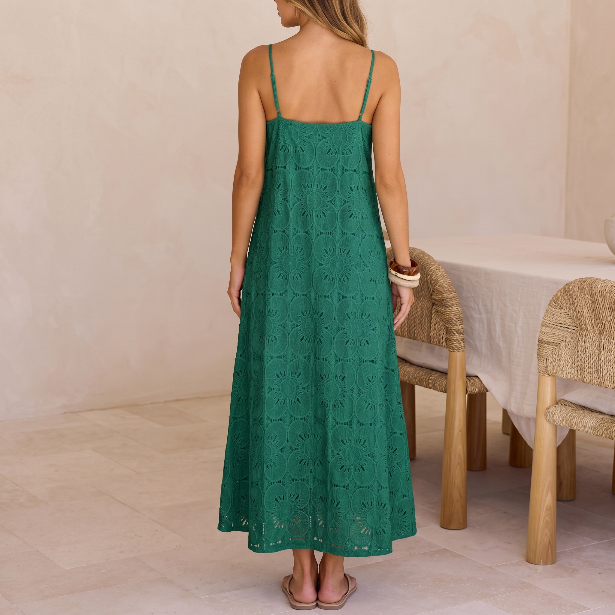 Summer Casual Boho Floral Lace Maxi Dress For Women
