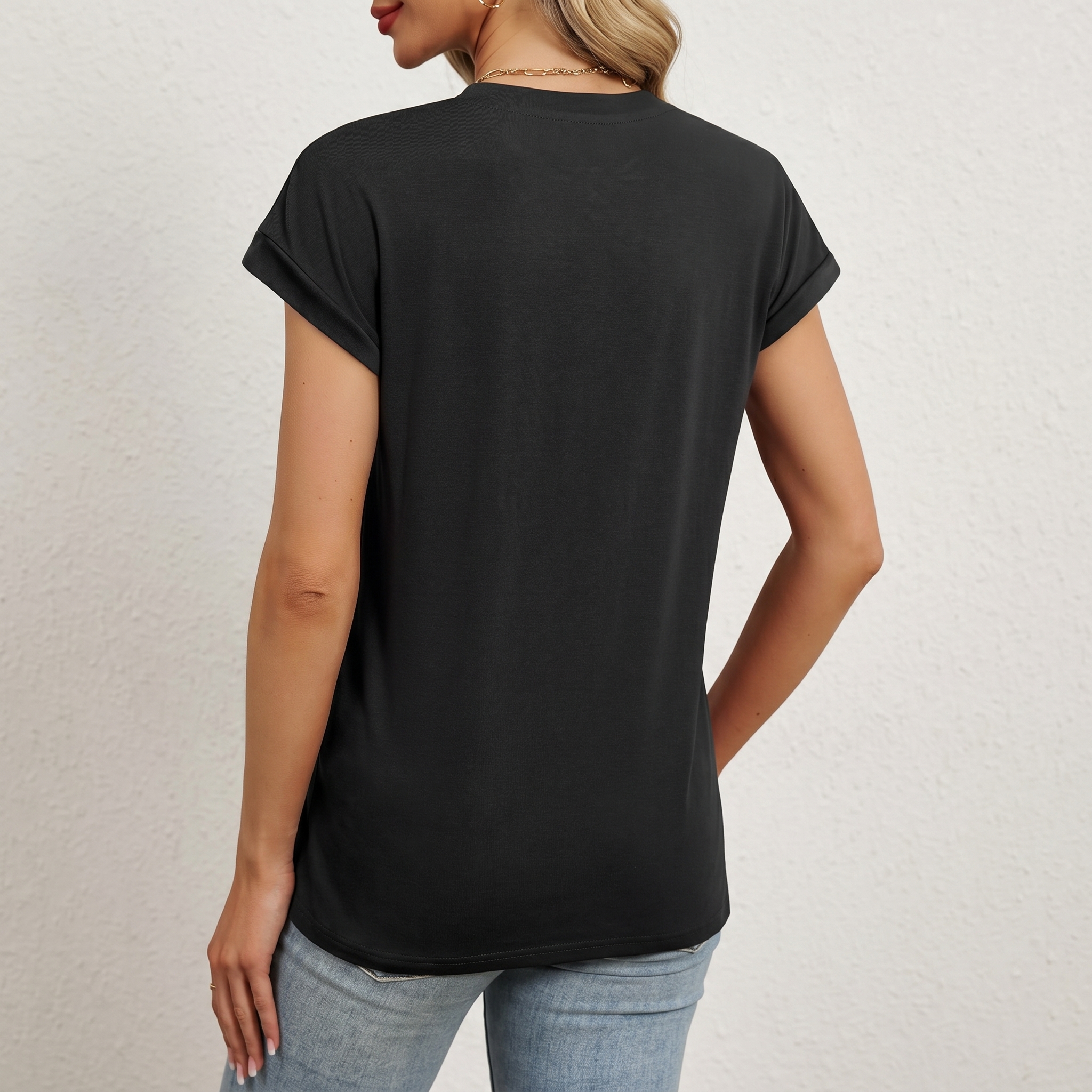 Short Sleeve Shirts Crew Tunic Blouses For Summer 