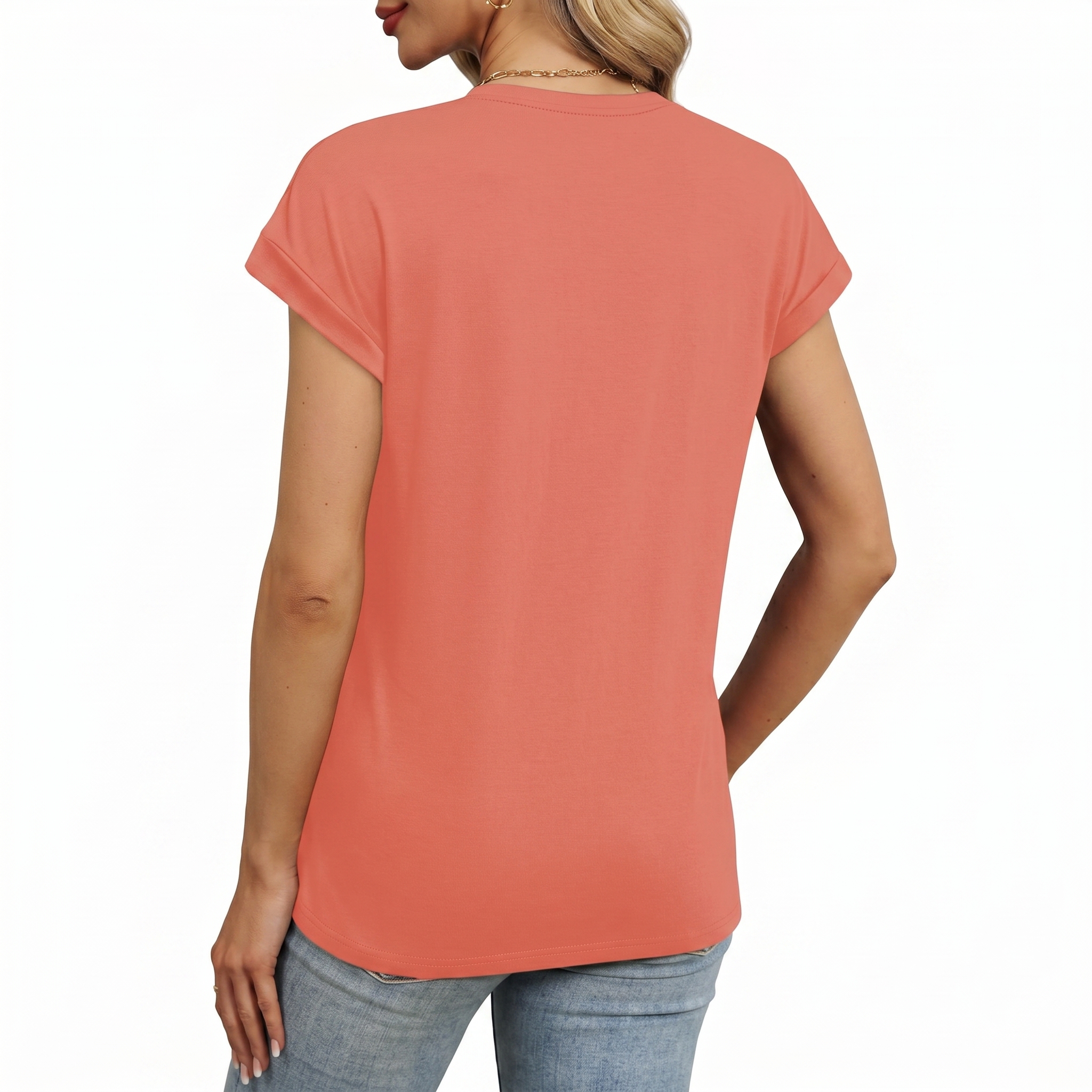 Short Sleeve Shirts Crew Tunic Blouses For Summer 