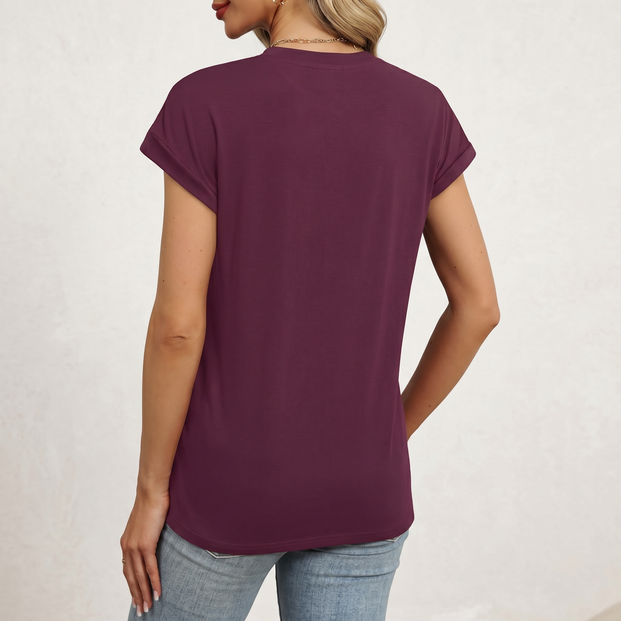 Short Sleeve Shirts Crew Tunic Blouses For Summer 