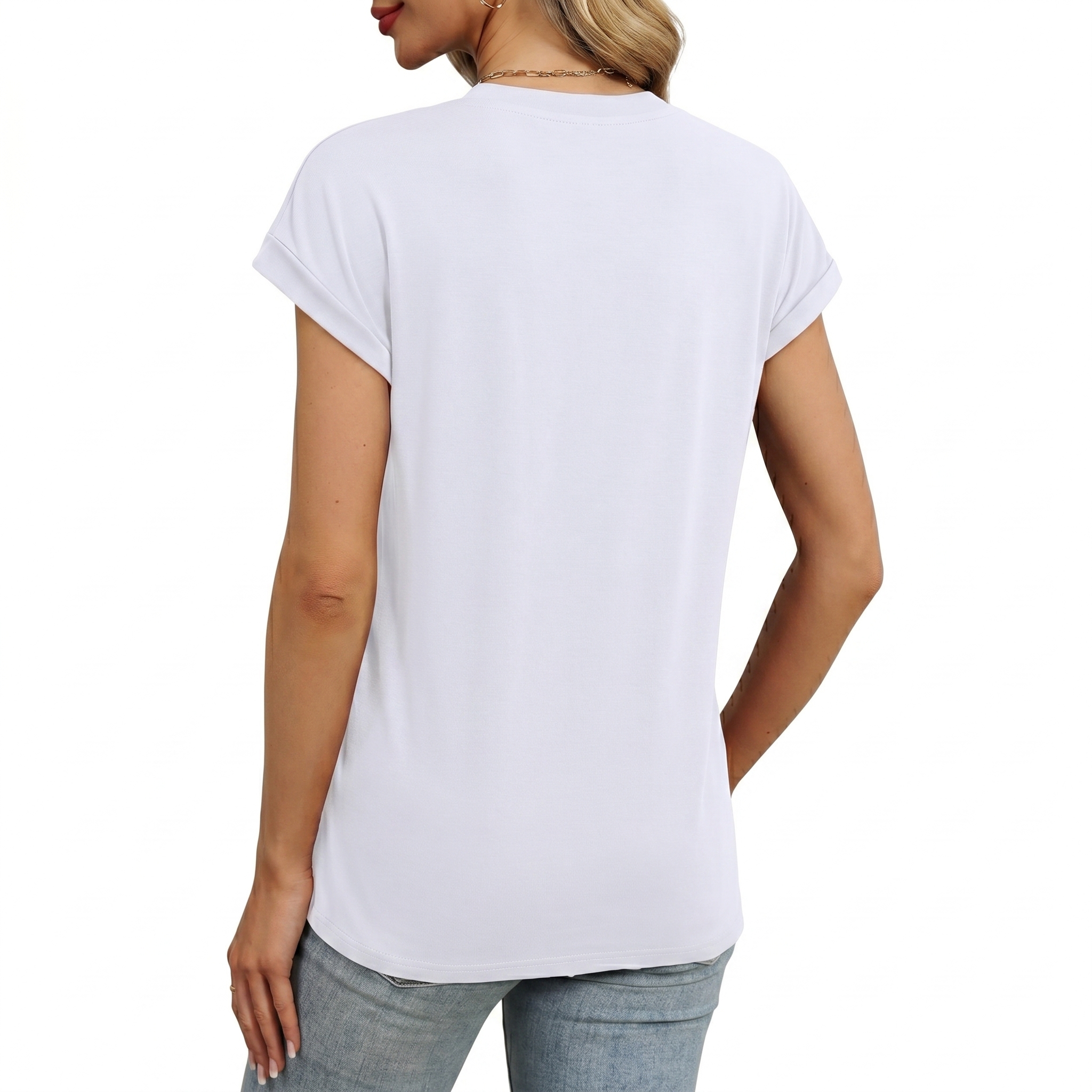 Short Sleeve Shirts Crew Tunic Blouses For Summer 