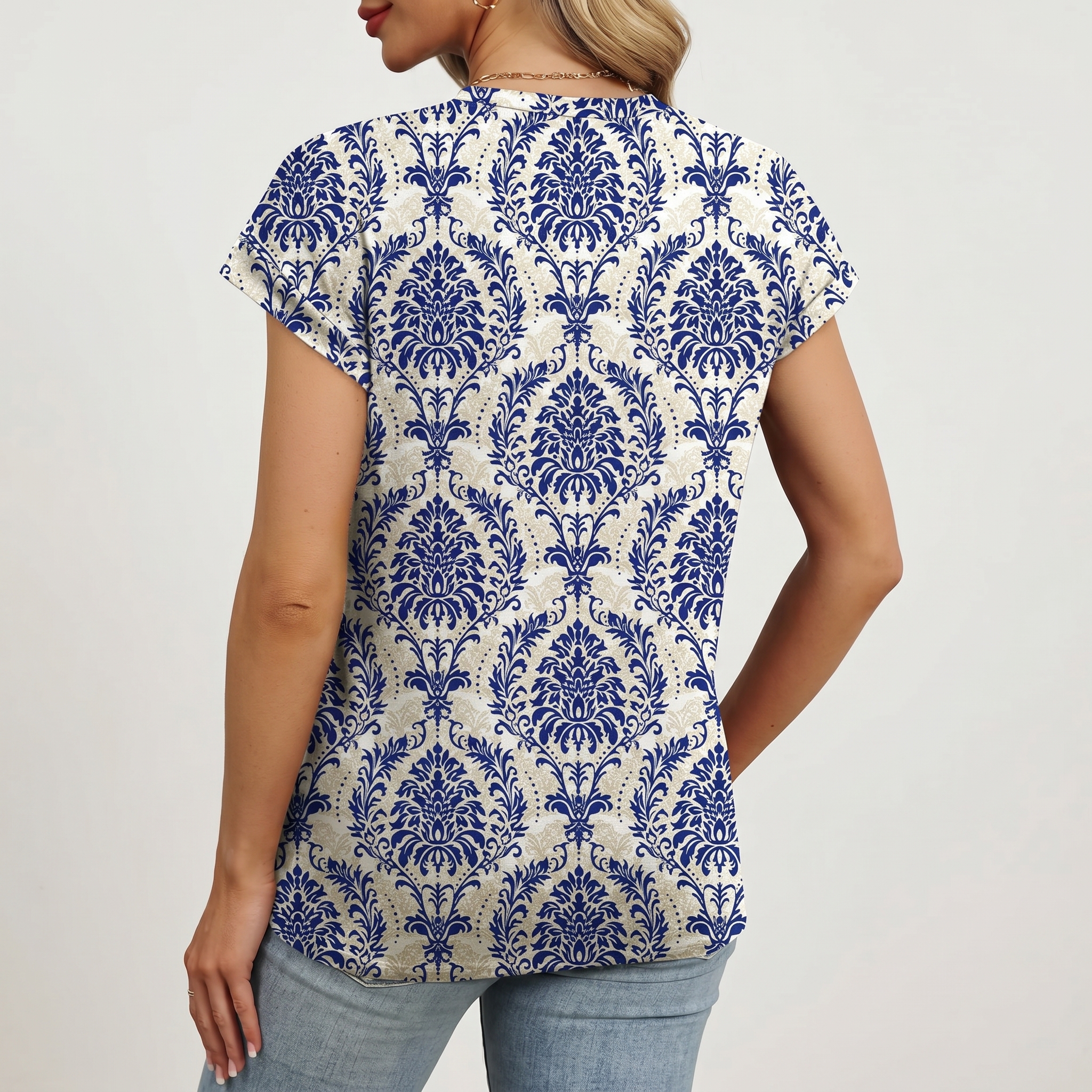 Short Sleeve Shirts Crew Tunic Blouses For Summer 