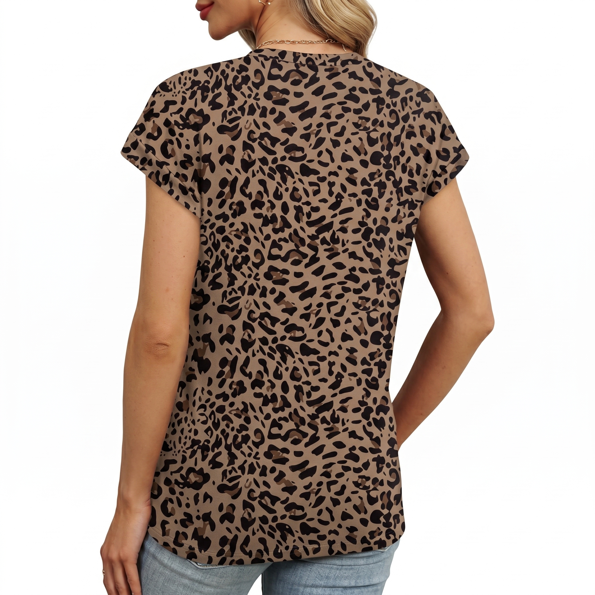 Short Sleeve Shirts Crew Tunic Blouses For Summer 