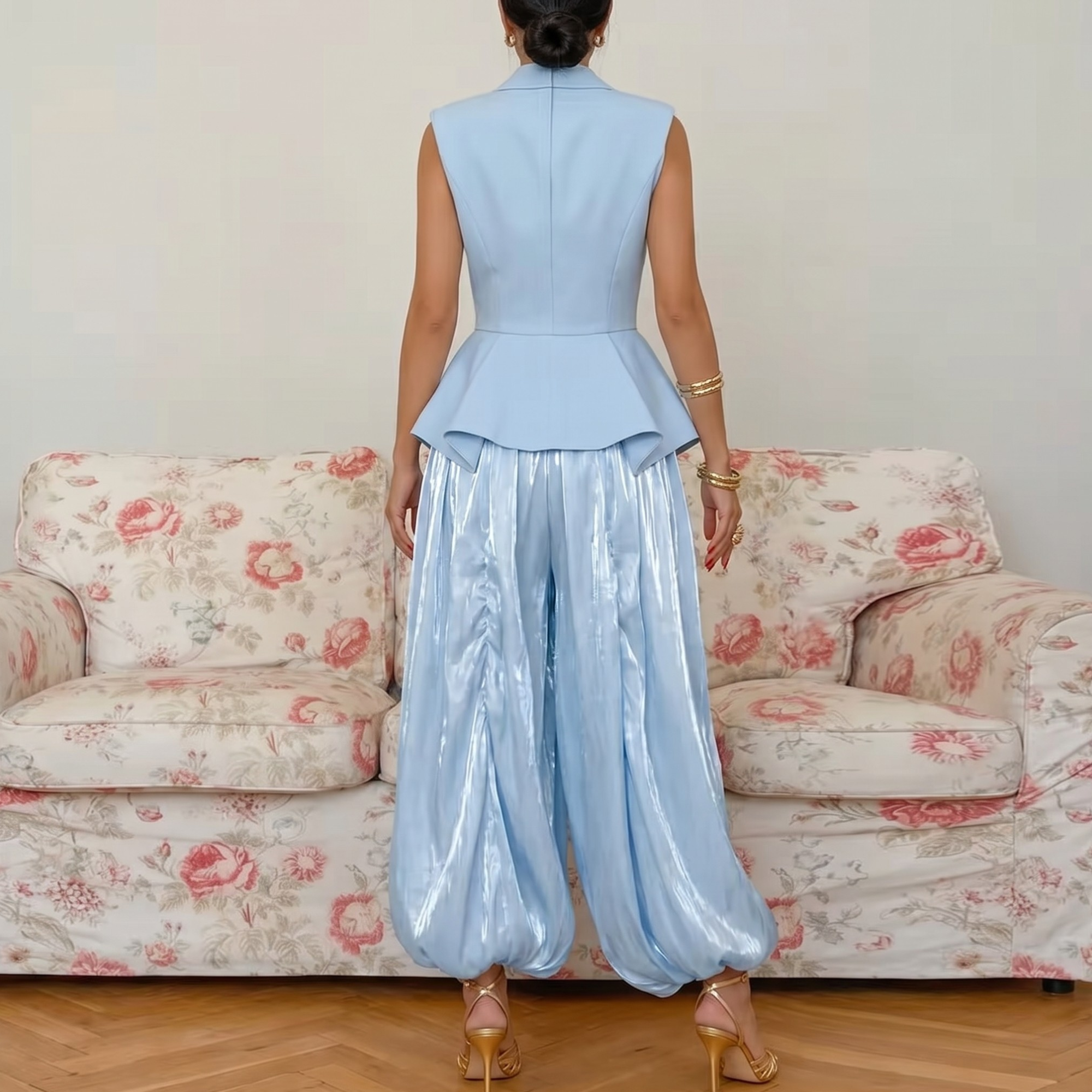 Loose Fit Vintage Design High Rise Long Pants For Women