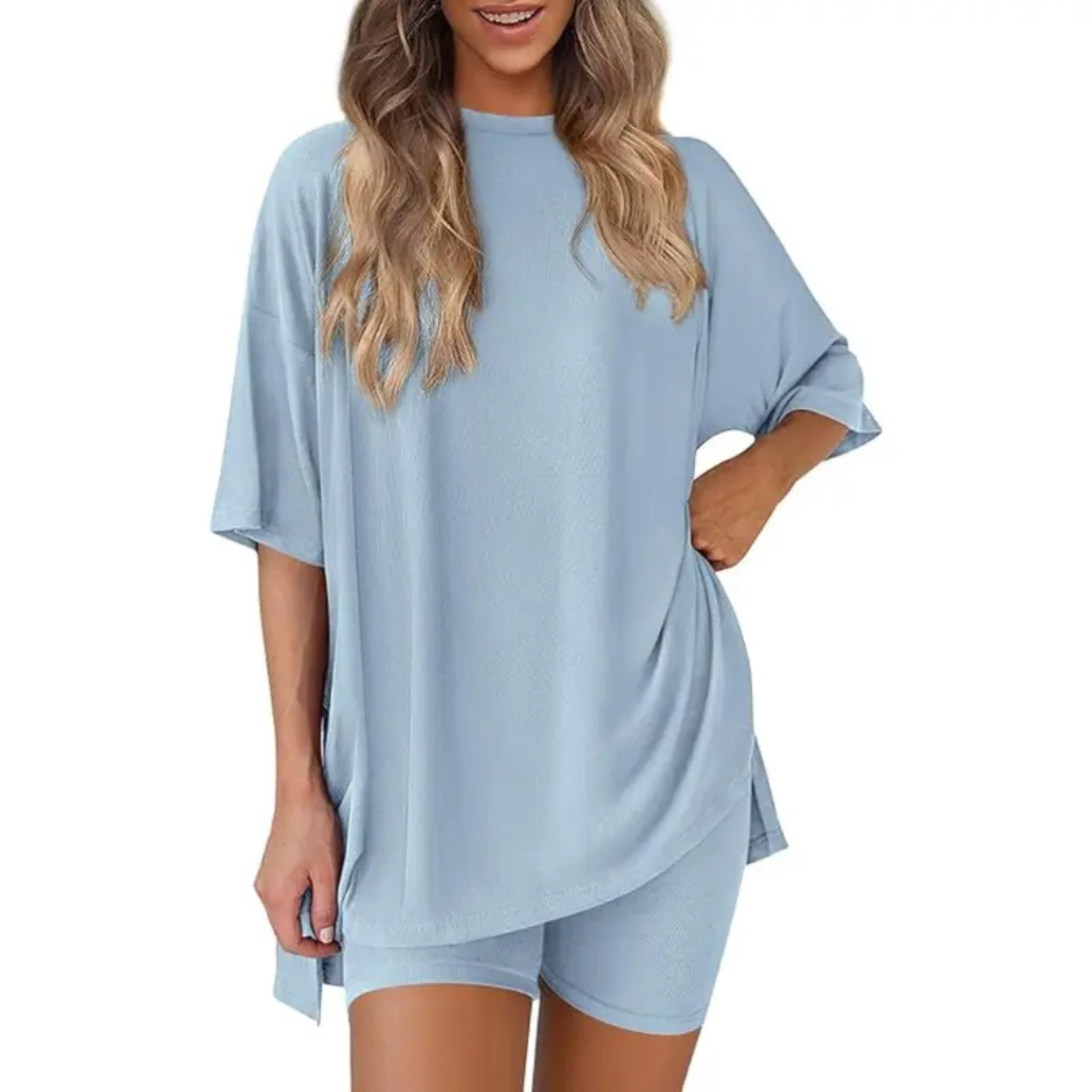 Oversized Crewneck Two Piece Set For Women