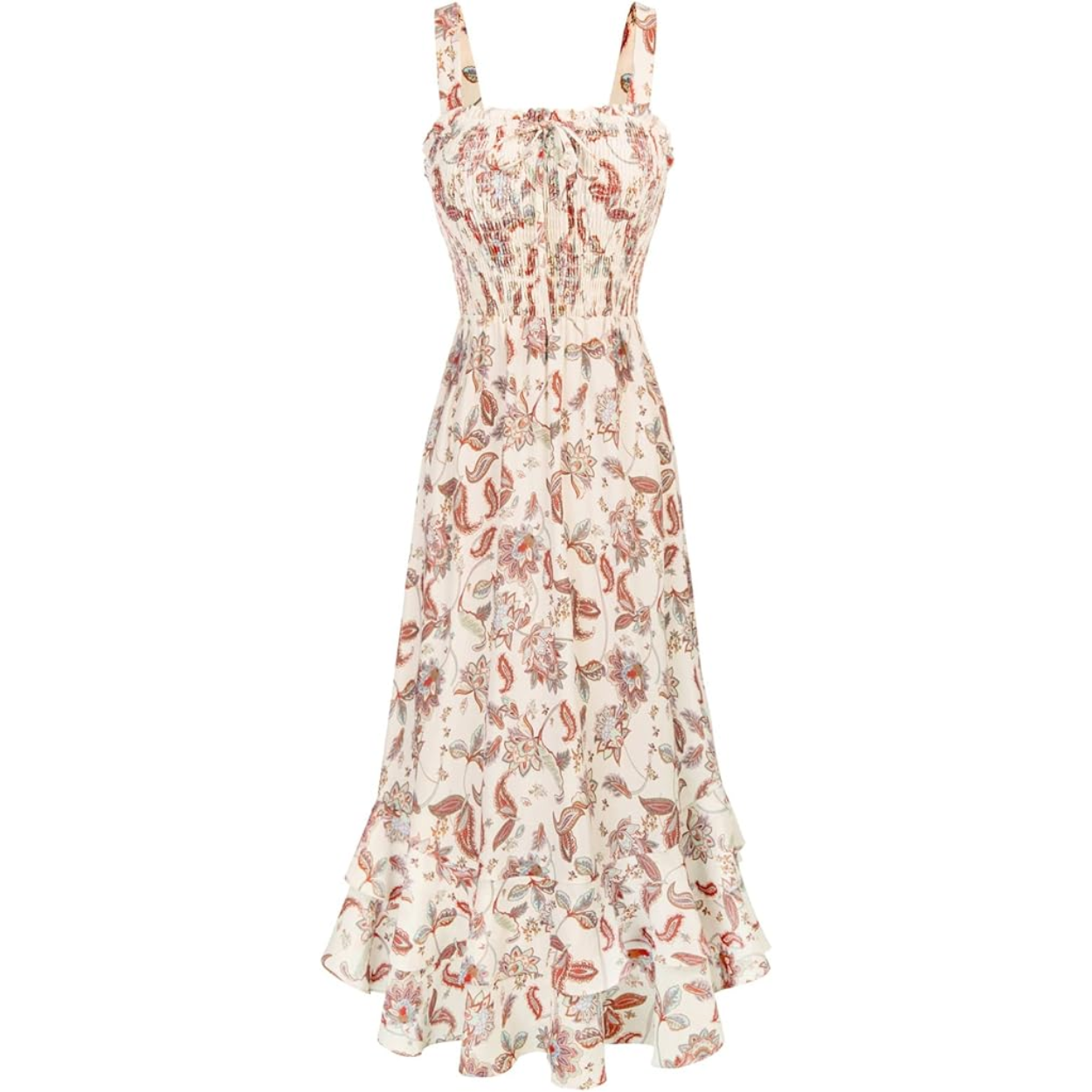 Floral Boho Maxi Dress With Strappy Design And Swing Style For Women