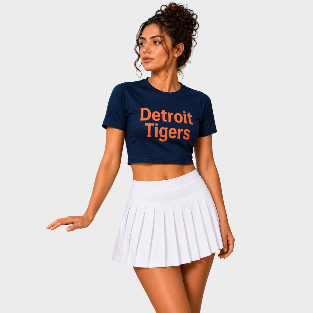 Detroit Tigers Baseball Team Printed Two Piece Top And Skirt Set For Women