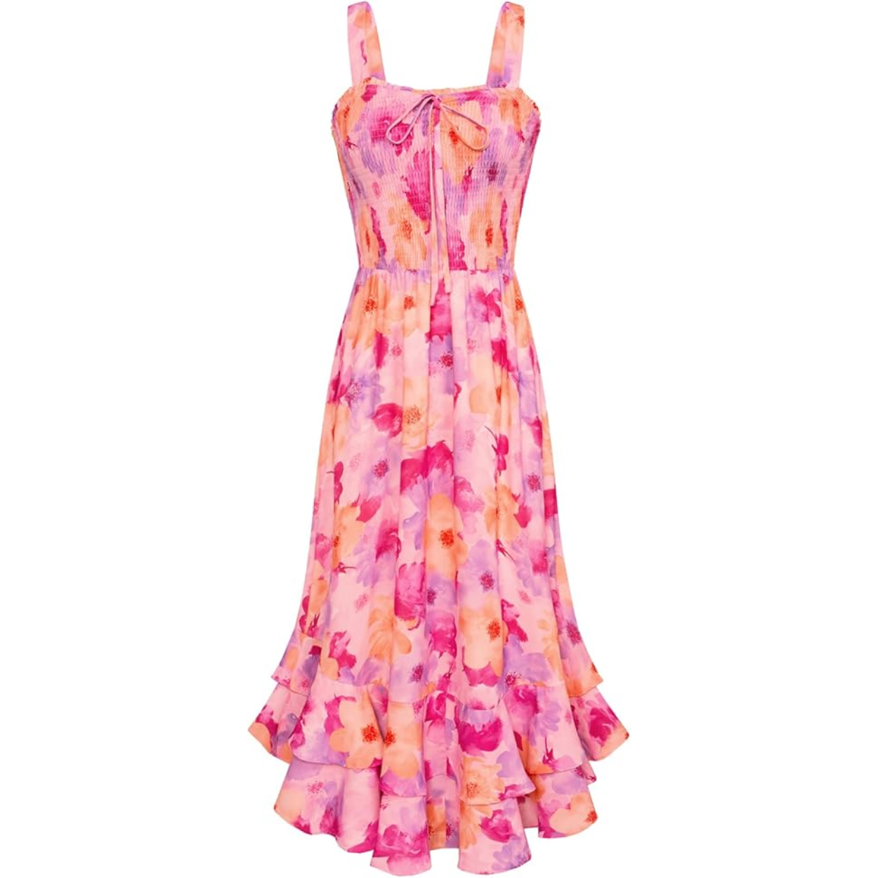 Floral Boho Maxi Dress With Strappy Design And Swing Style For Women