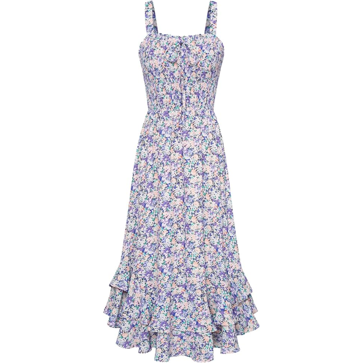 Floral Boho Maxi Dress With Strappy Design And Swing Style For Women