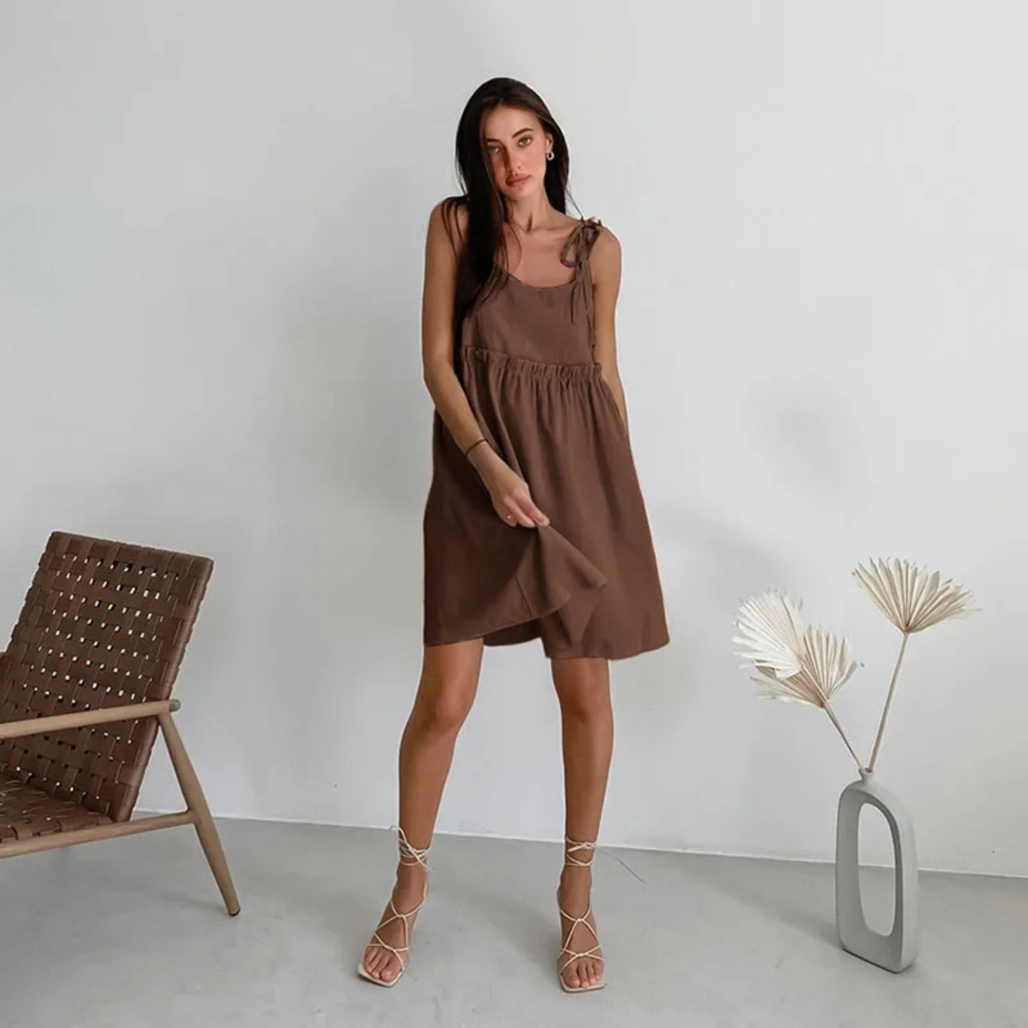 Lace Detail Sleeveless A Line Mini Dress For Women