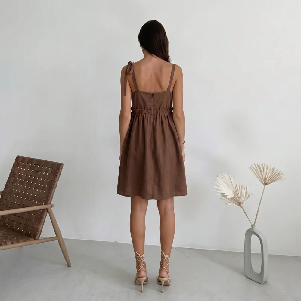 Lace Detail Sleeveless A Line Mini Dress For Women